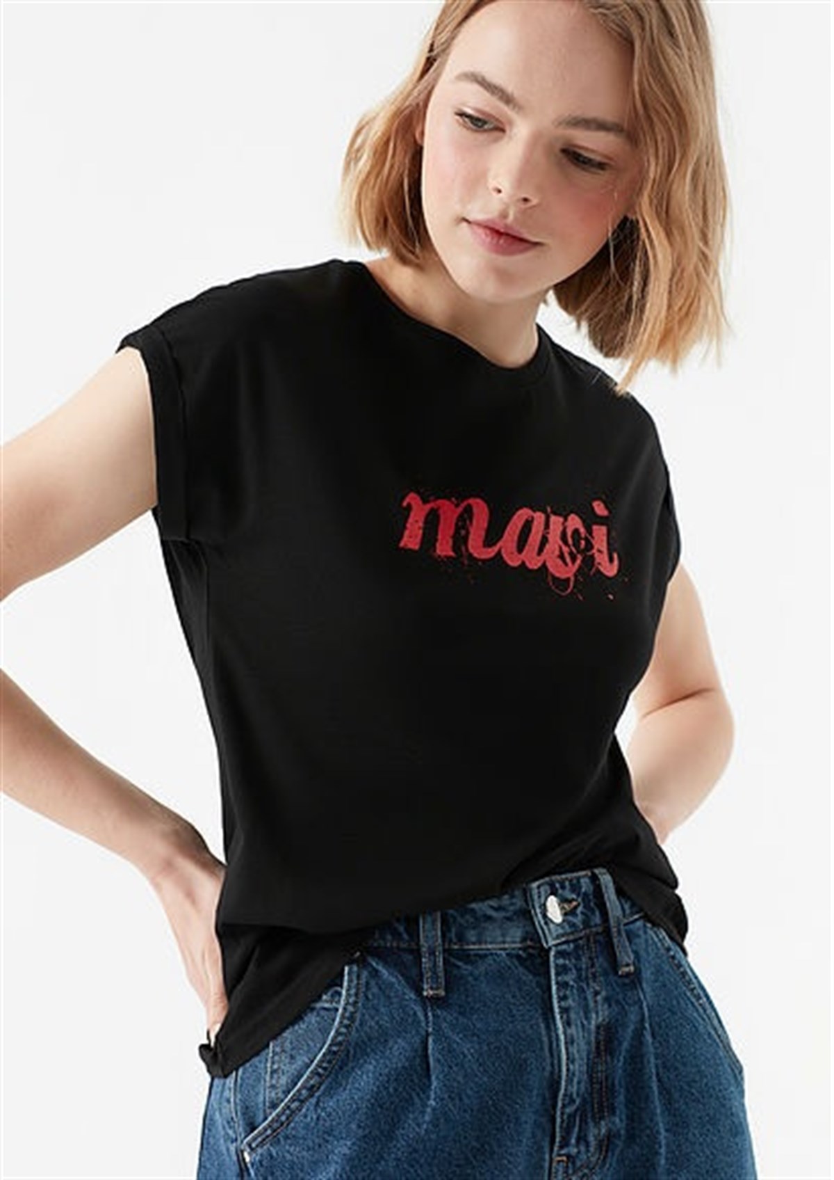 166422-900Mavi Mavi İstanbul Tee Siyah Kadın Tişört