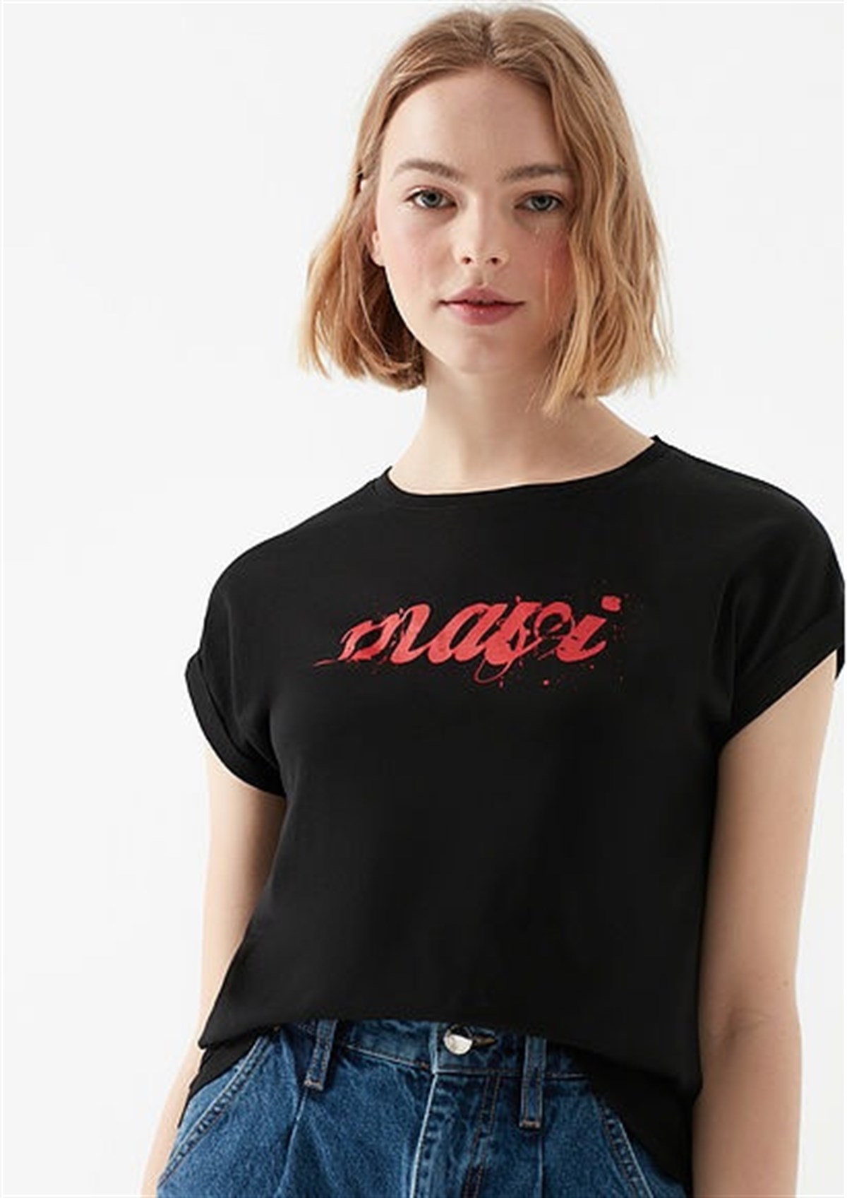 166422-900Mavi Mavi İstanbul Tee Siyah Kadın Tişört
