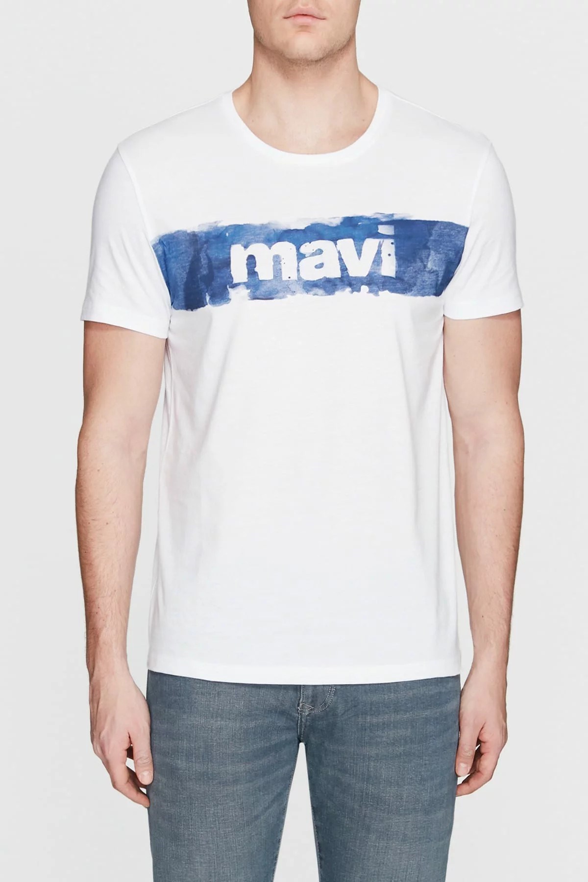 065644-620MAVİ MAVİ LOGO TİŞÖRT beyaz
