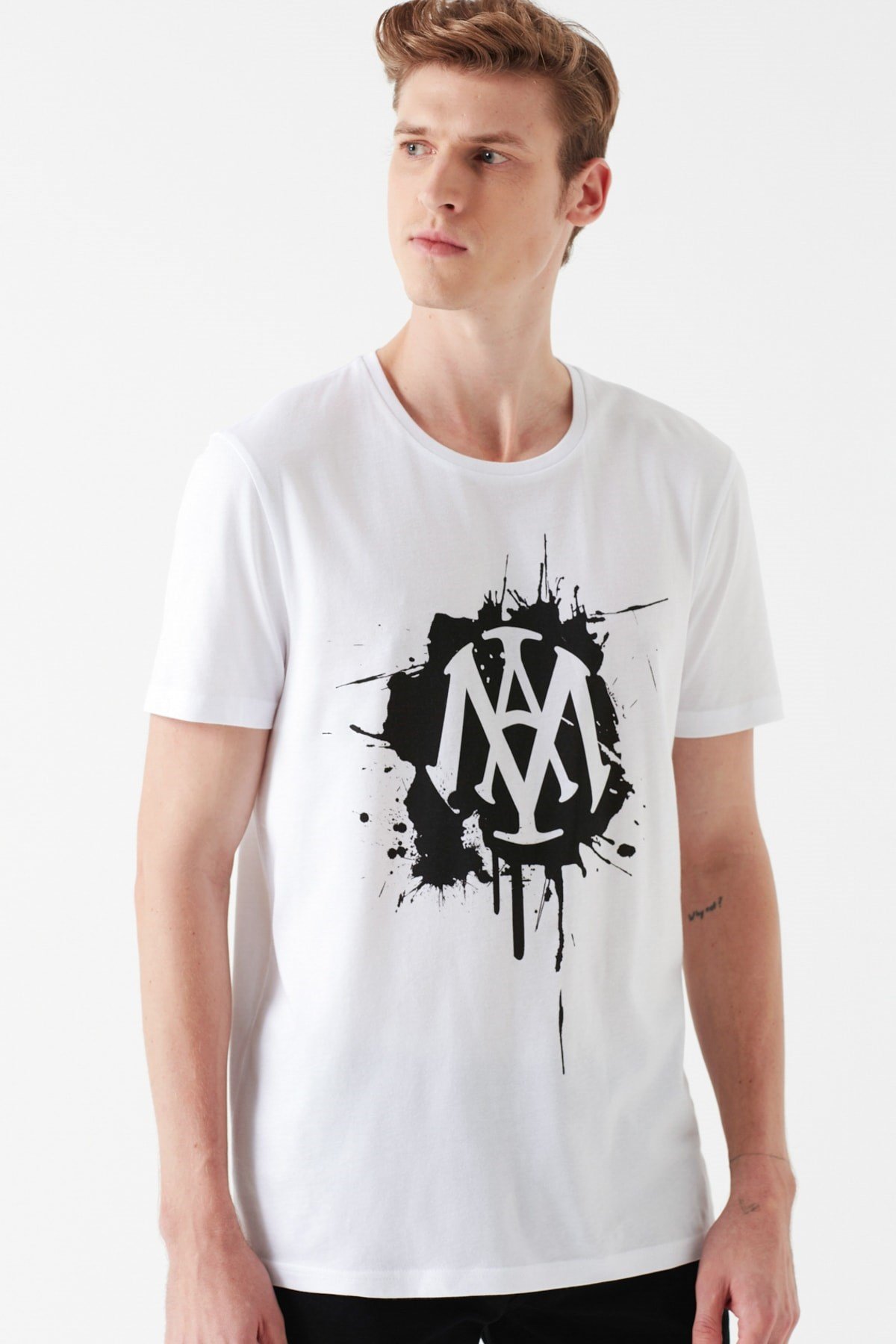 065938-620NEBIMV3NEBIMV3|065938-620|STDMAVİ MÜHÜR LOGO TİŞÖRT beyaz ERKEK T-SHIRT 065938-620-STD