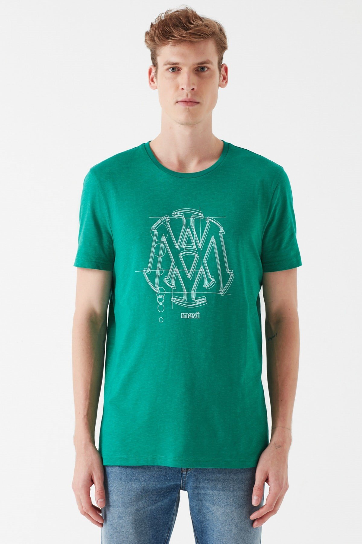 065936-30836NEBIMV3NEBIMV3|065936-30836|STDMAVİ MÜHÜR LOGO TİŞÖRT orman yeşili ERKEK T-SHIRT 065936-30836-STD