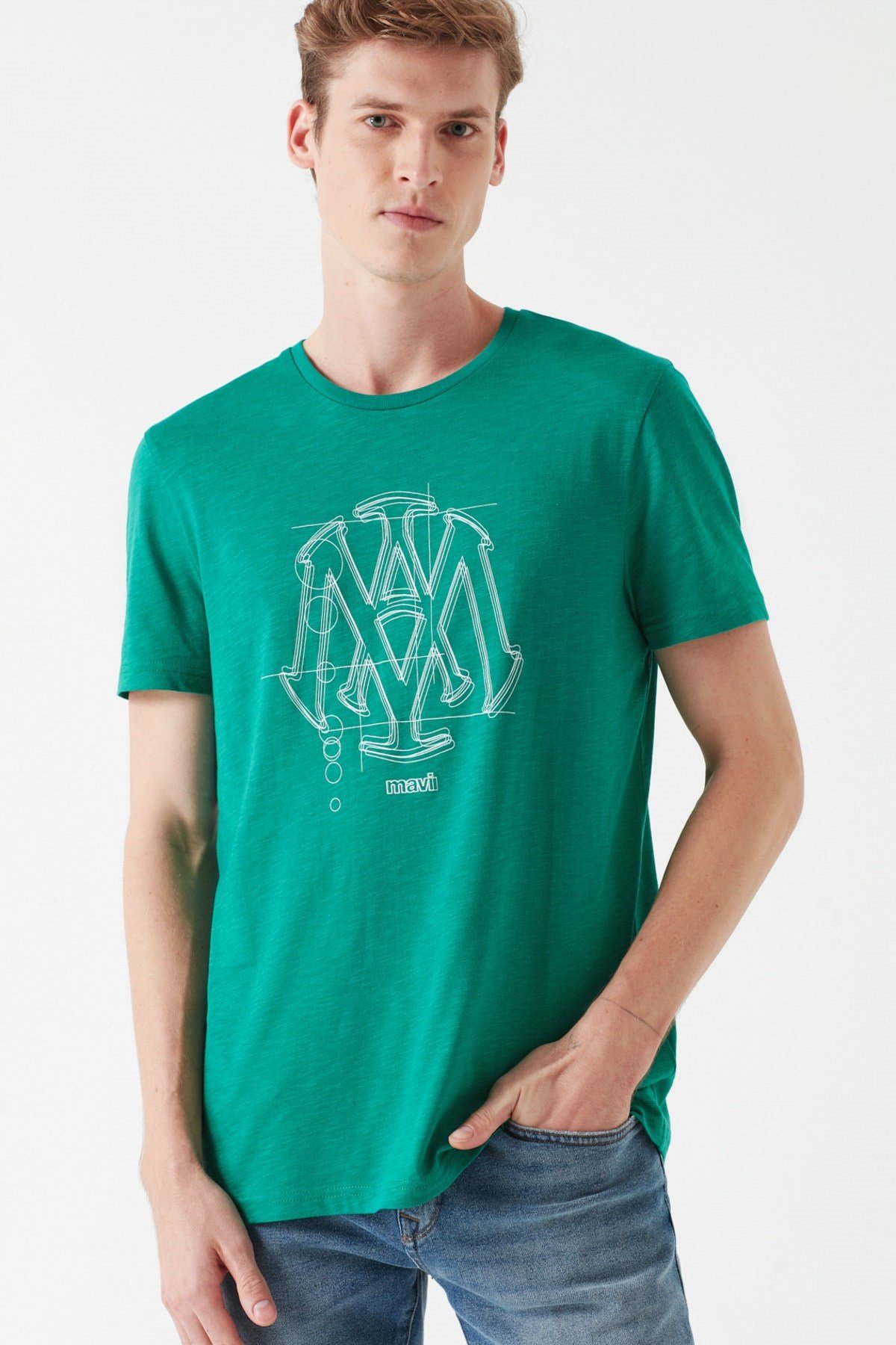 065936-30836NEBIMV3NEBIMV3|065936-30836|STDMAVİ MÜHÜR LOGO TİŞÖRT orman yeşili ERKEK T-SHIRT 065936-30836-STD