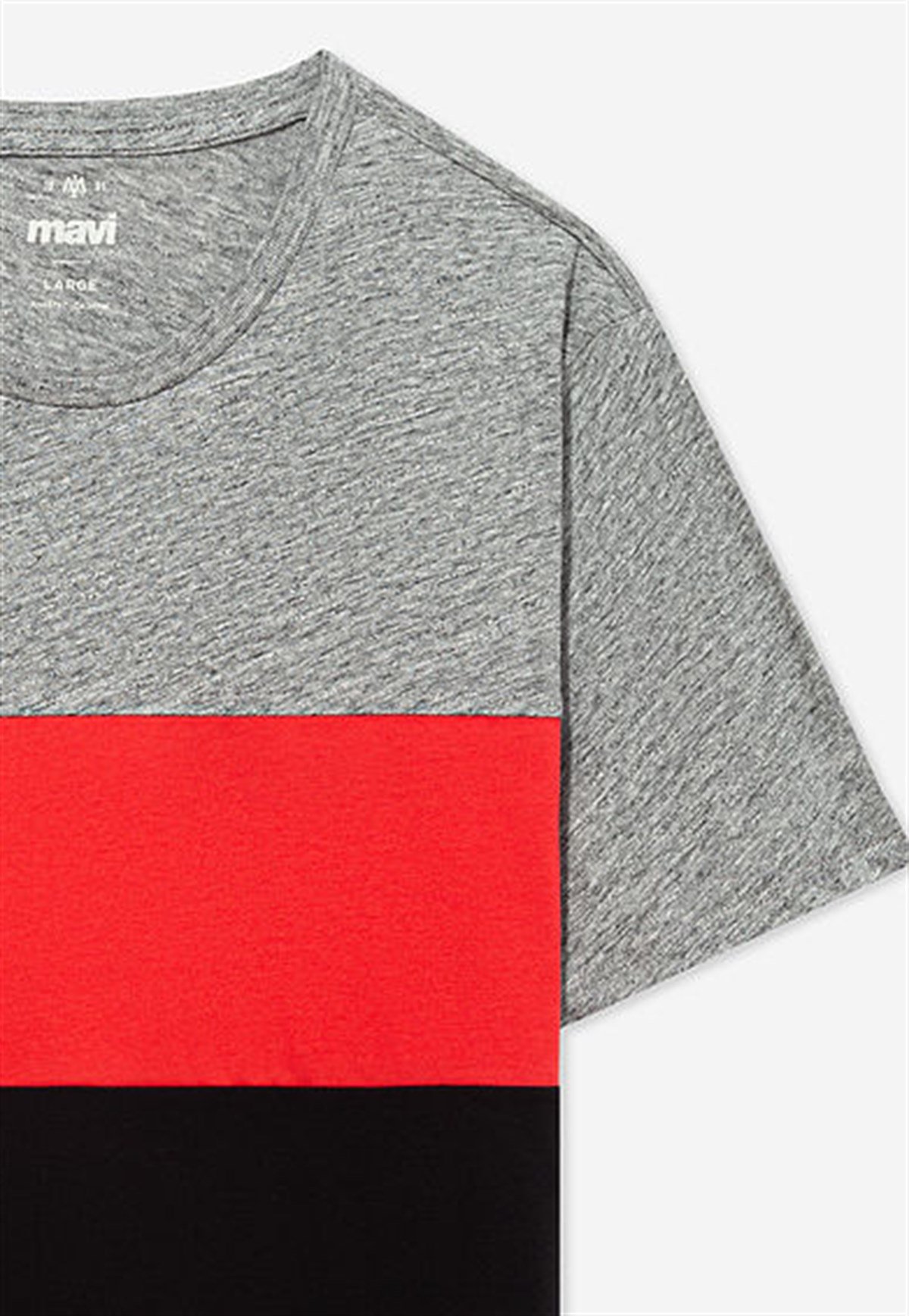 065957-30774Mavi Parçalı Tişört Gri Melanj
