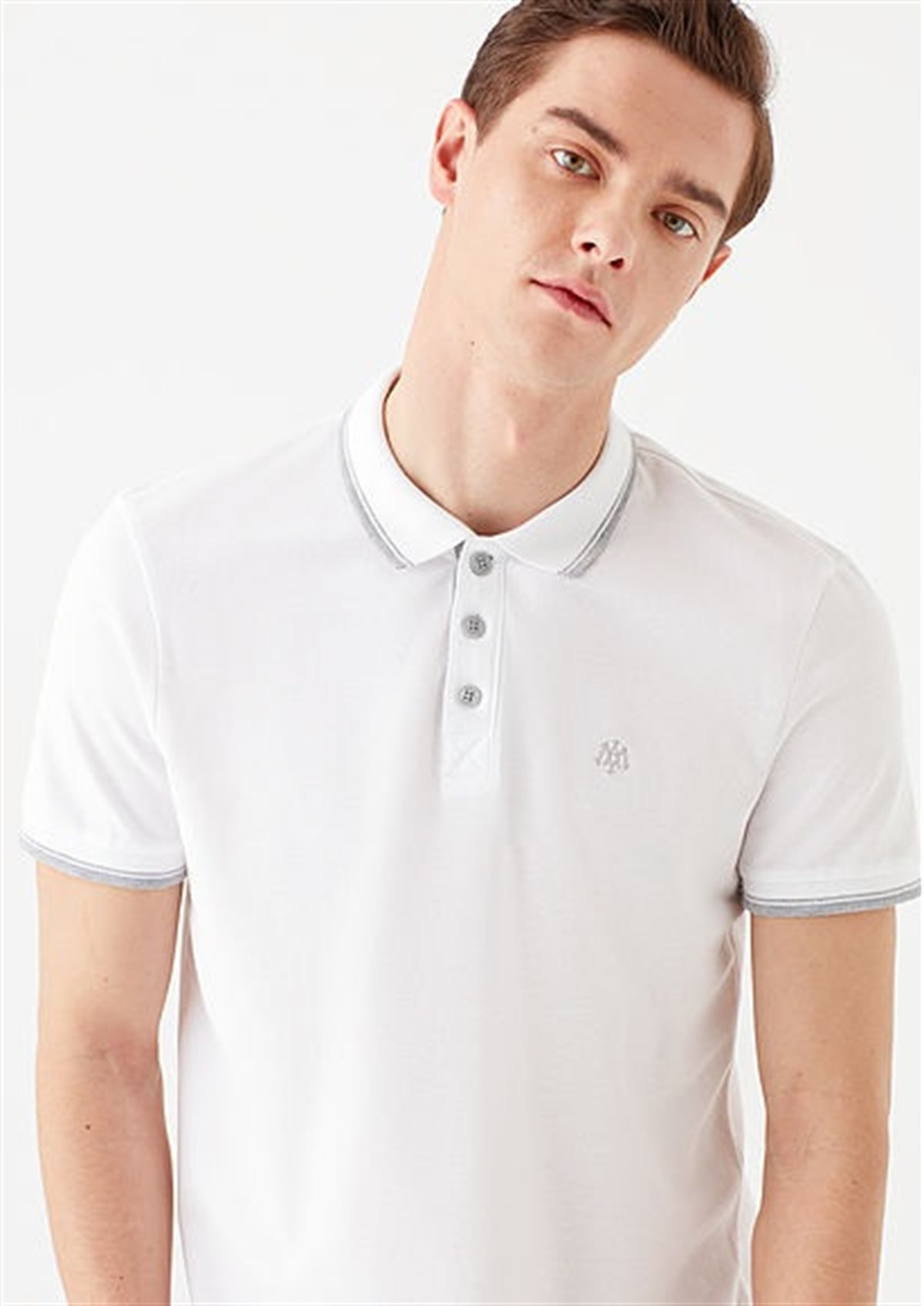 064164-27879Mavi Polo  Beyaz Erkek T-Shirt