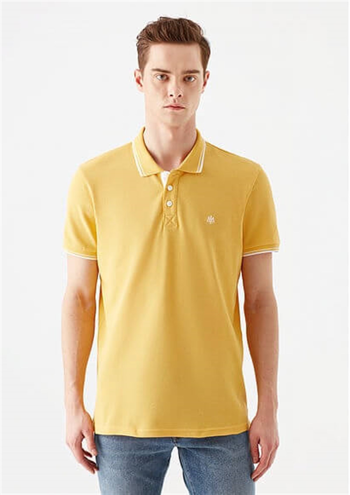 064164-33408Mavi Polo  Limon Sarı Erkek T-Shirt