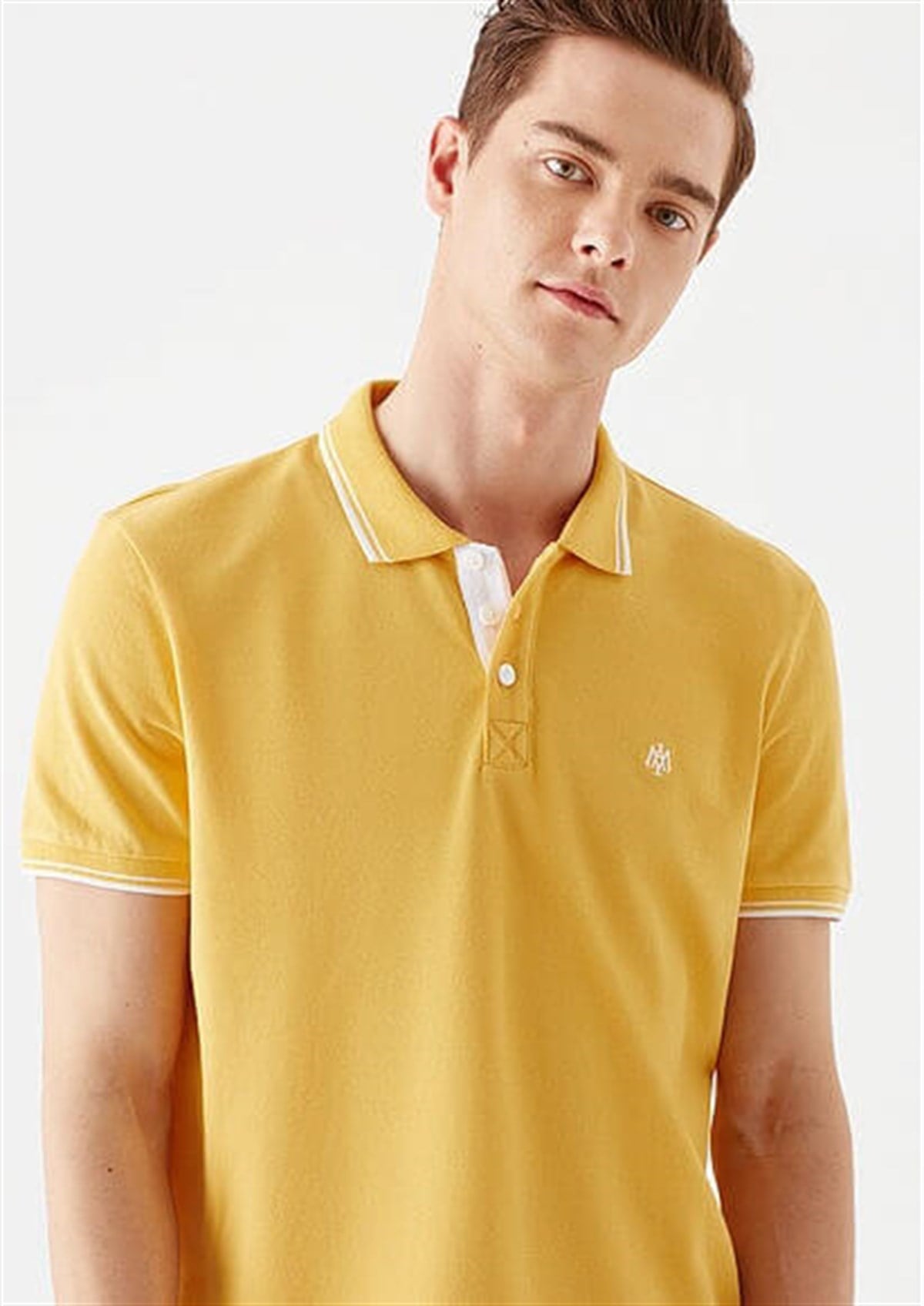 064164-33408Mavi Polo  Limon Sarı Erkek T-Shirt
