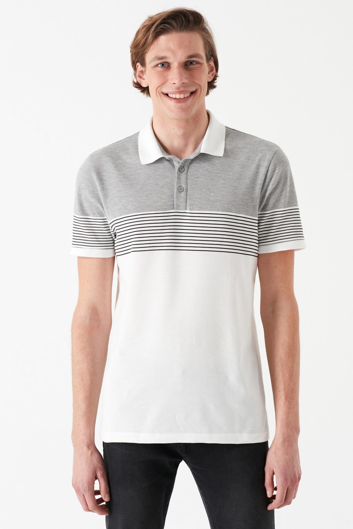 065894-30774NEBIMV3NEBIMV3|065894-30774|STDMAVİ POLO TİŞÖRT gri melanj ERKEK T-SHIRT 065894-30774-STD