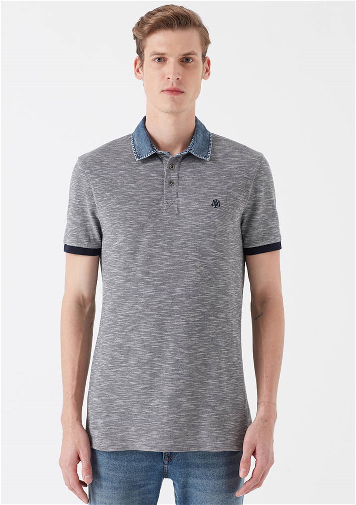 062781-27141MAVİ POLO TİŞÖRT indigo melanj-STD