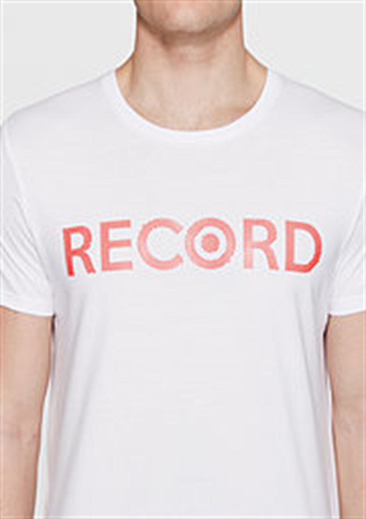 065270-620MAVİ RECORD BASKILI TİŞÖRT beyaz