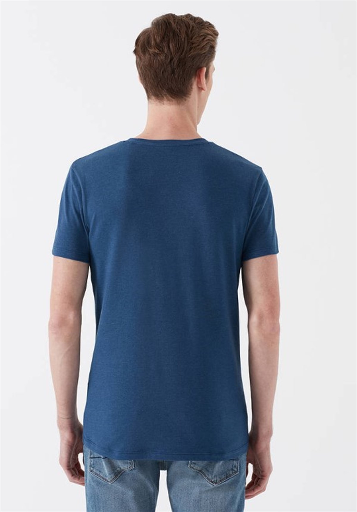 061748-18790MaviNEBIMV3|061748-18790|STDMAVİ STRETCH V YAKA TİŞÖRT indigo ERKEK T-SHIRT 061748-18790-STD