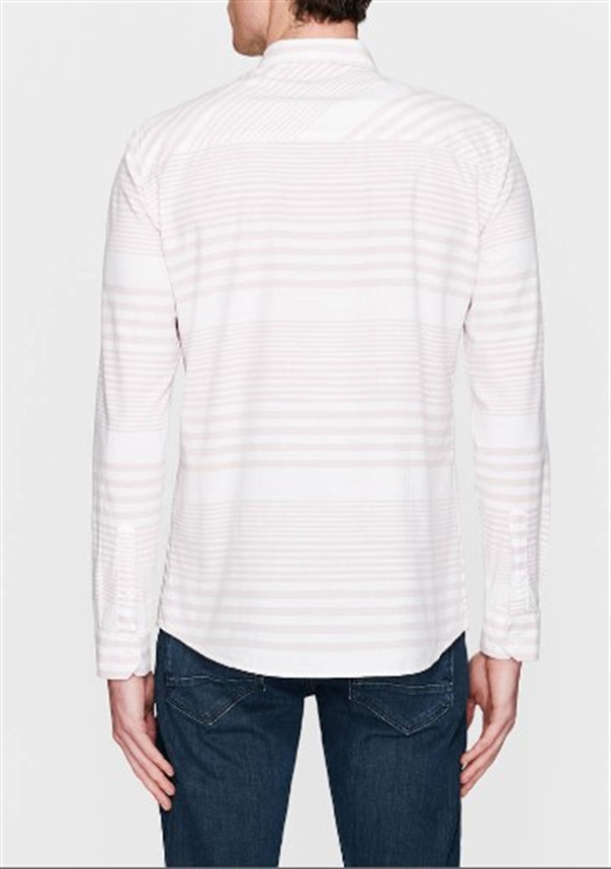 021176-28442Mavi Stripe Shirt Mauve Morn Erkek Polo Tişört
