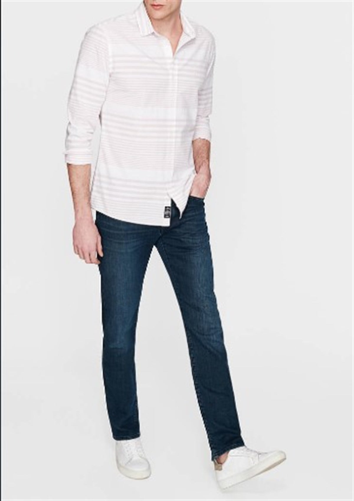 021176-28442Mavi Stripe Shirt Mauve Morn Erkek Polo Tişört