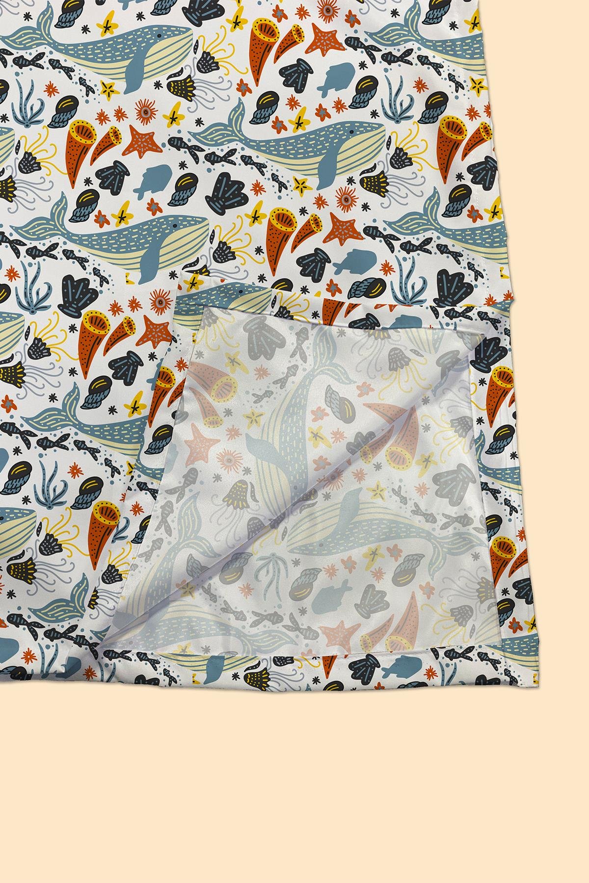 Arancione Co. Big Blue Whale Su Geçirmez, Yer/Mama Sandalyesi Altı, Aktivite, Yemek ve Oyun Örtüsü