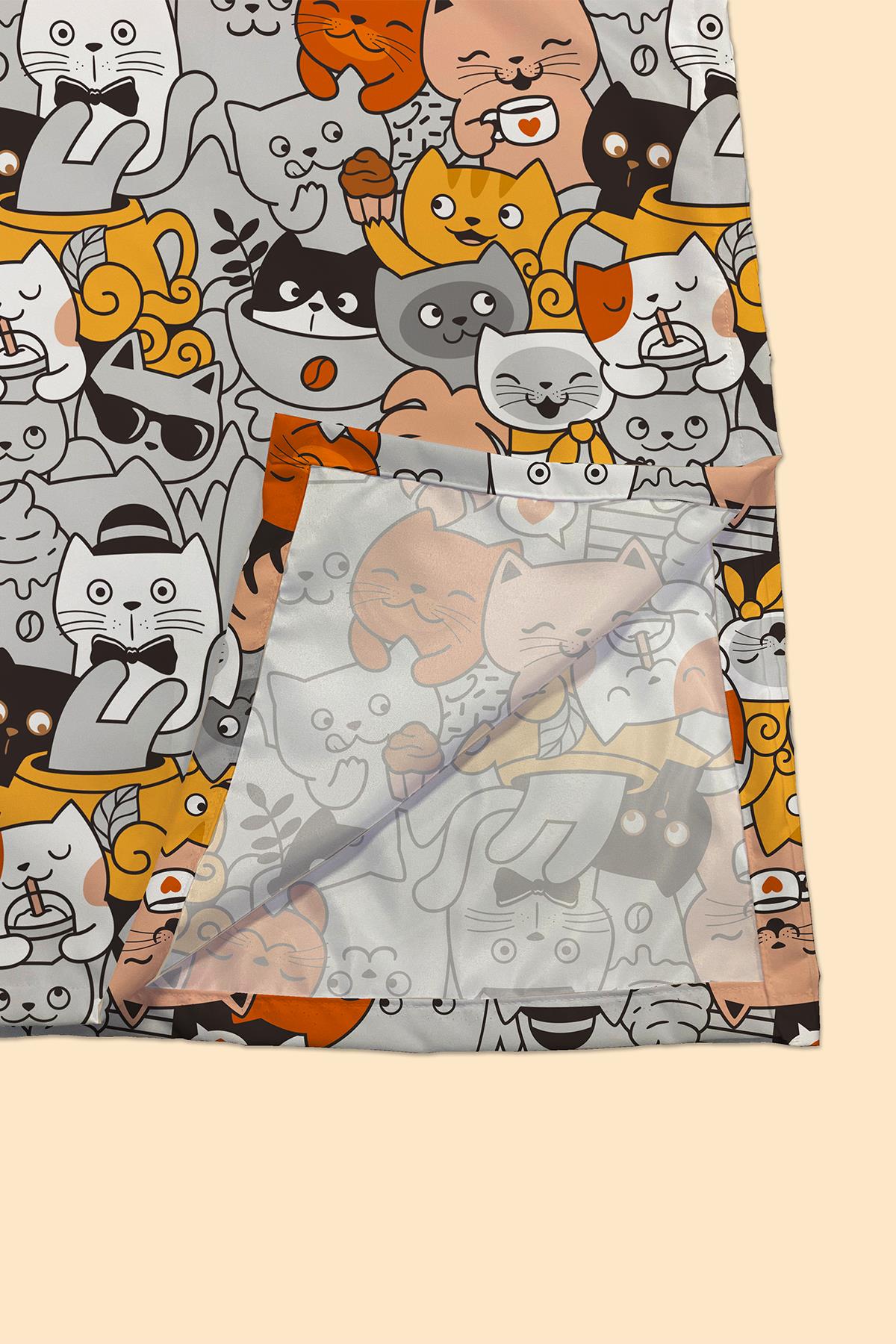 Arancione Co. Sevimli Kediler Su Geçirmez,Yer/ Mama Sandalyesi Altı,Aktivite,Yemek ve Oyun Zamanı