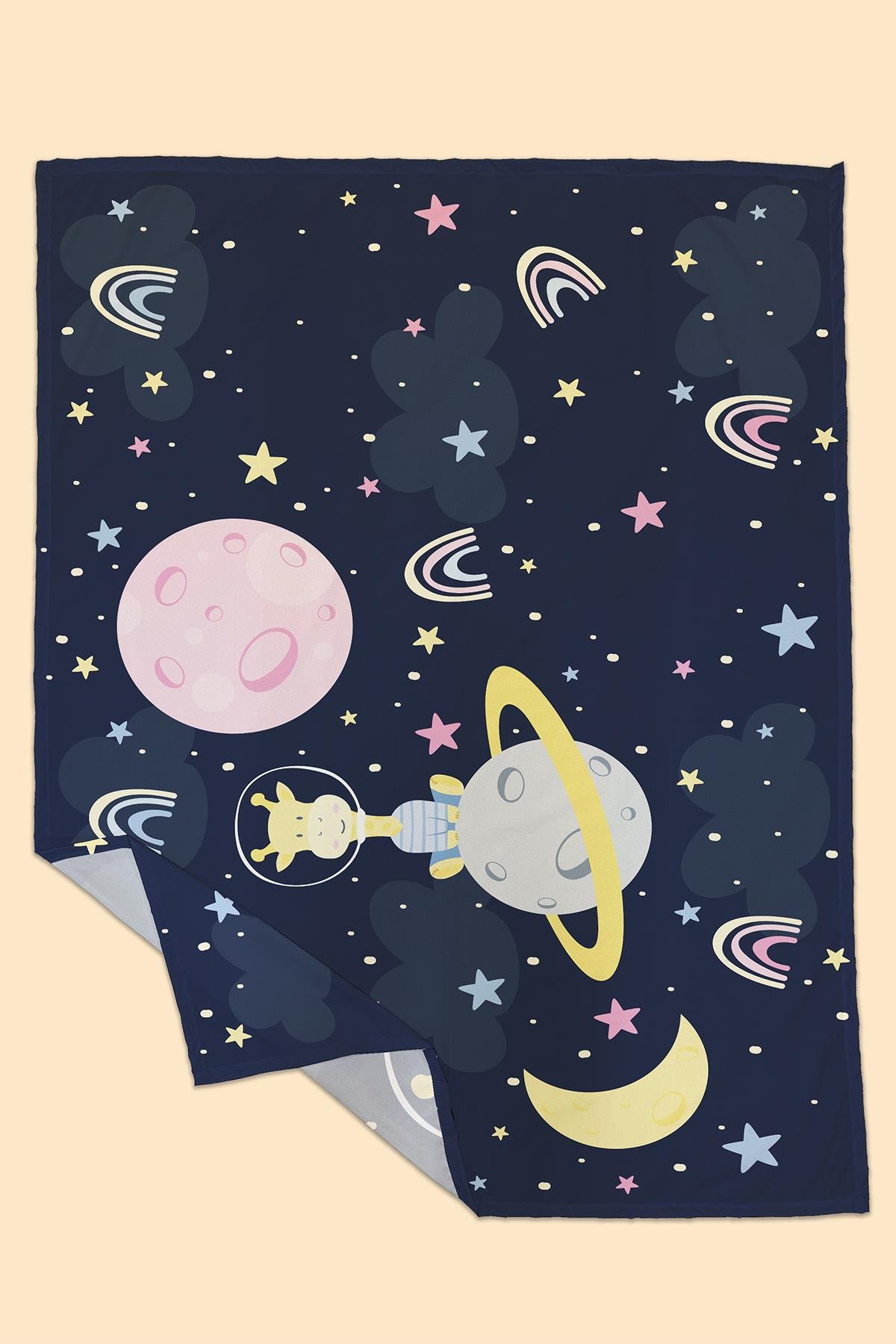 Arancione Co. Space Gireffe Su Geçirmez, Yer/Mama Sandalyesi Altı, Aktivite, Yemek ve Oyun Örtüsü