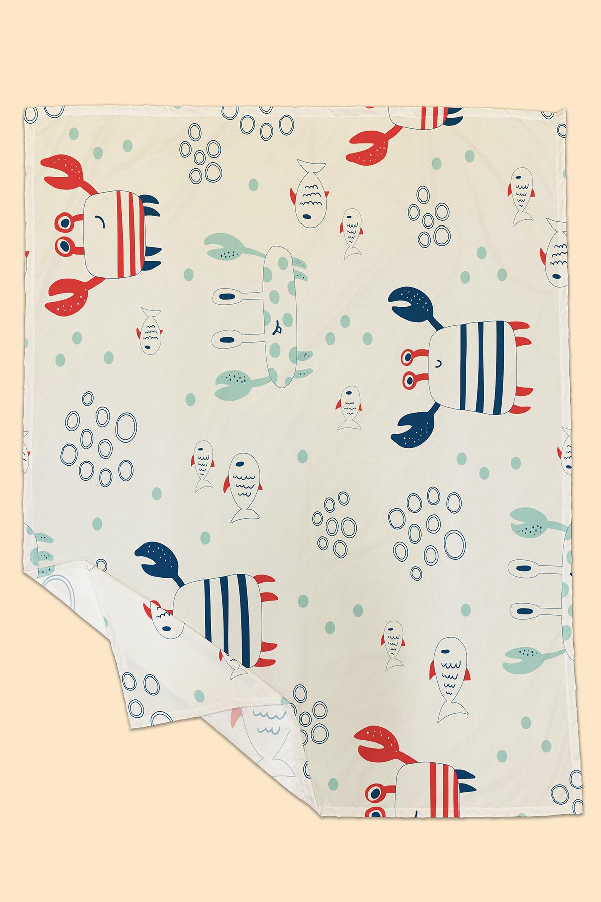 Arancione Co. Crab Su Geçirmez, Yer/Mama Sandalyesi Altı, Aktivite, Yemek ve Oyun Örtüsü