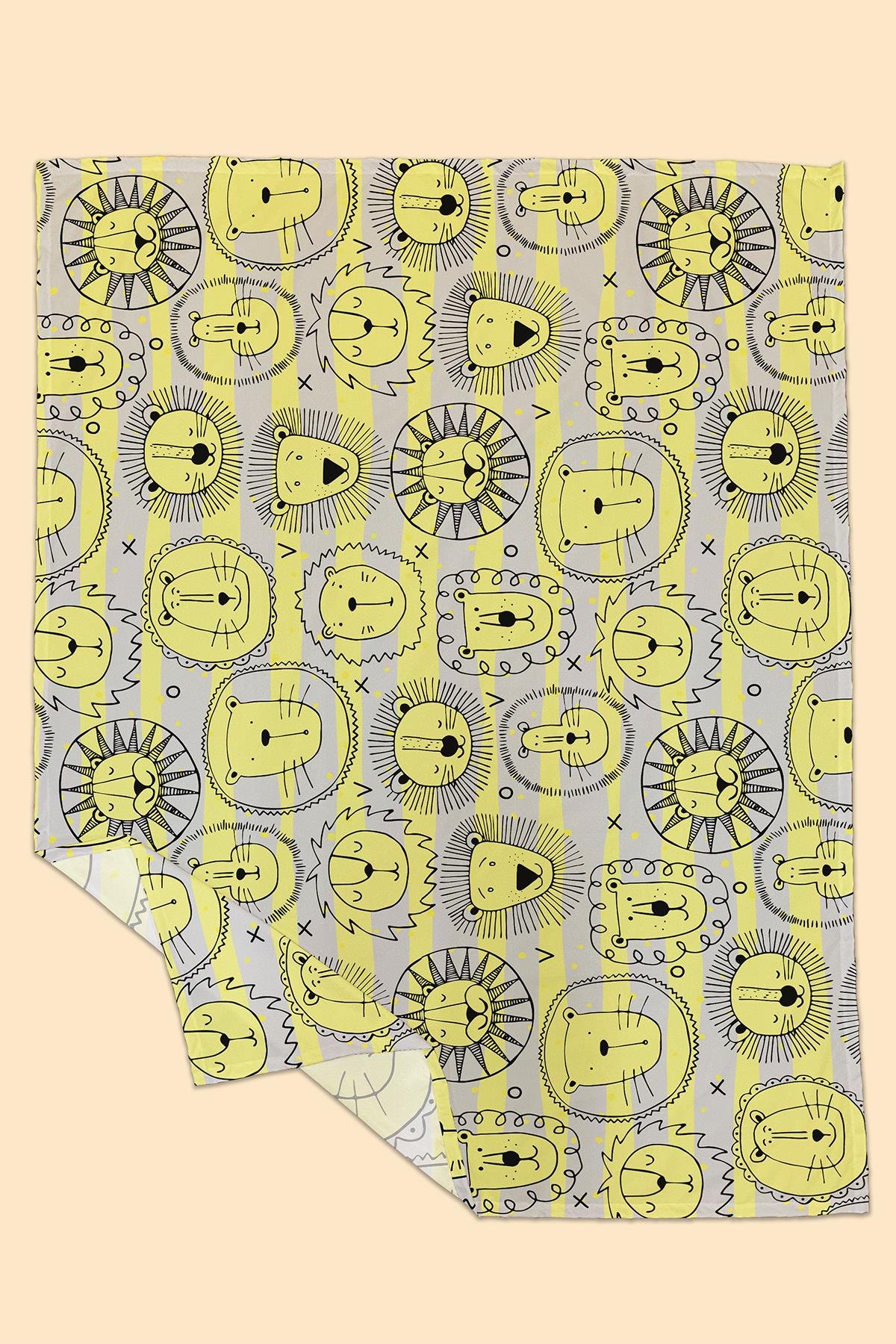Arancione Co. Yellow Lion Su Geçirmez,Yer/ Mama Sandalyesi Altı,Aktivite,Yemek ve Oyun Örtüsü