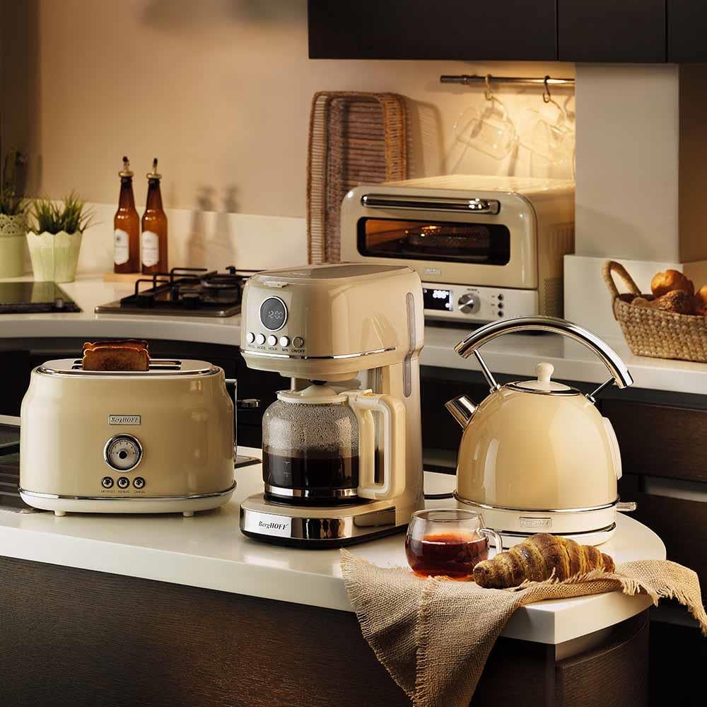 Berghoff Gem Retro Krem Rengi İki Dilim Ekmek Kızartma Makinesi