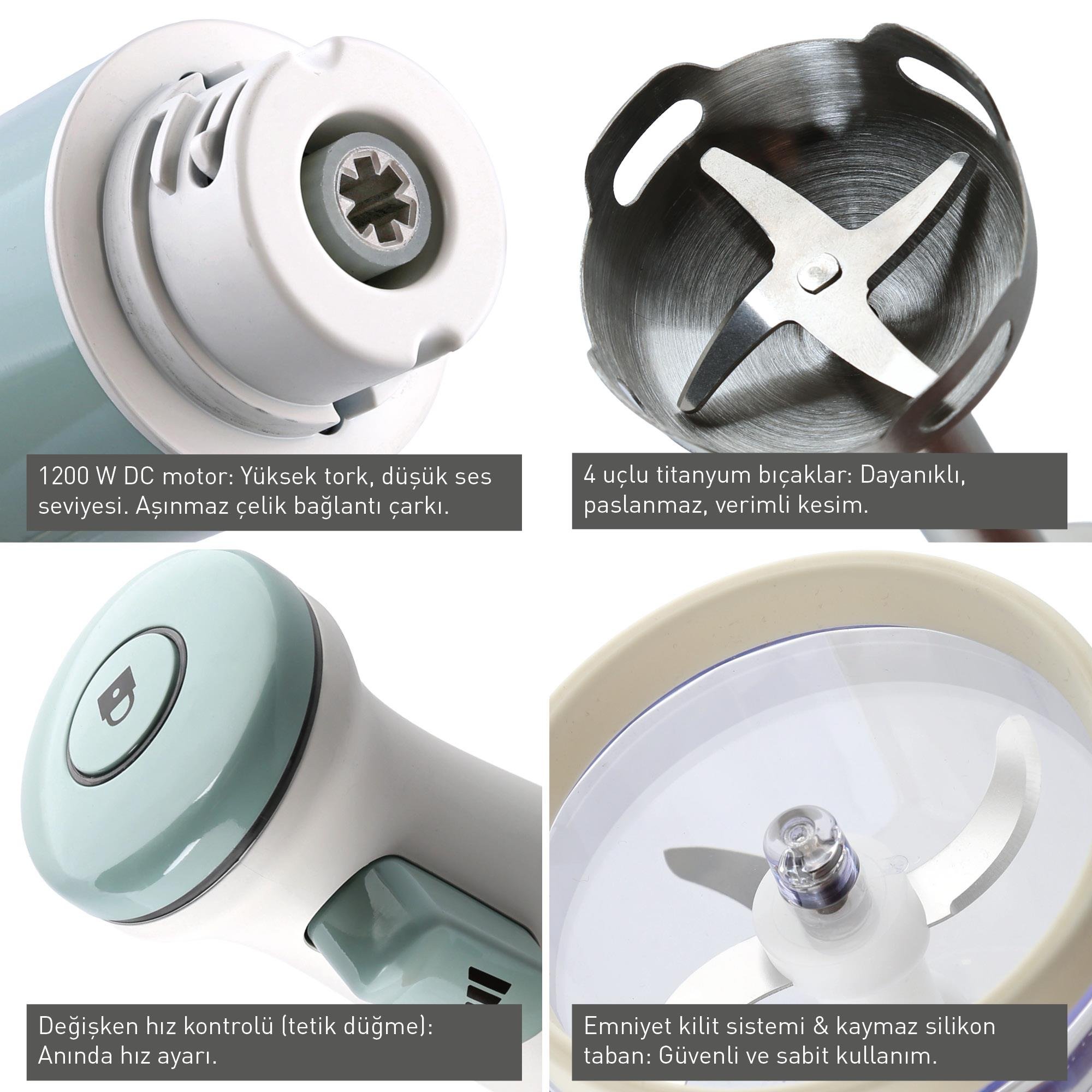 Berghoff Gem Retro Rengi El Blender Seti 1200 W Krem