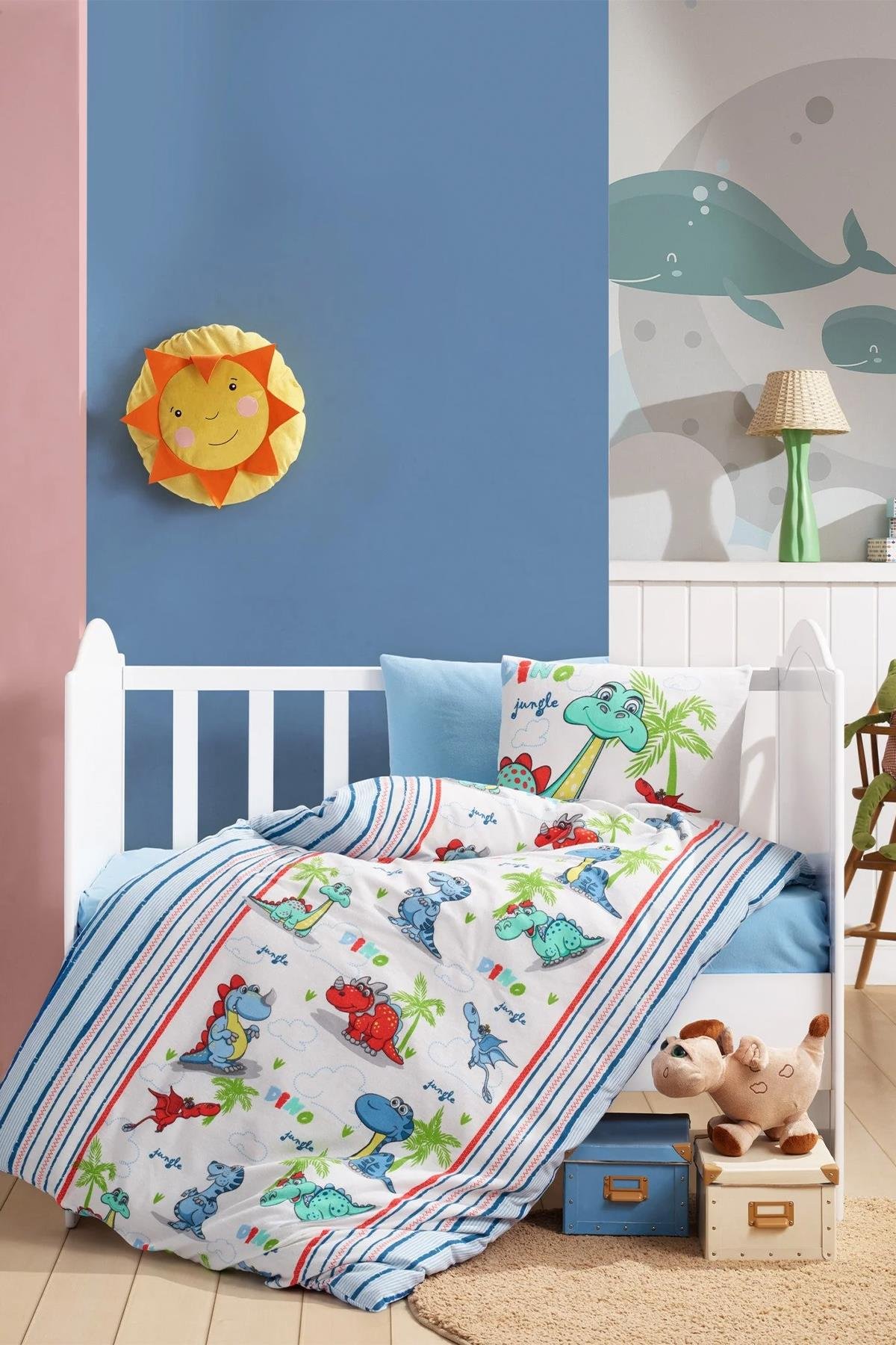 Cotton Box Flanel Bebek Nevresim Takımı Dino Mavi