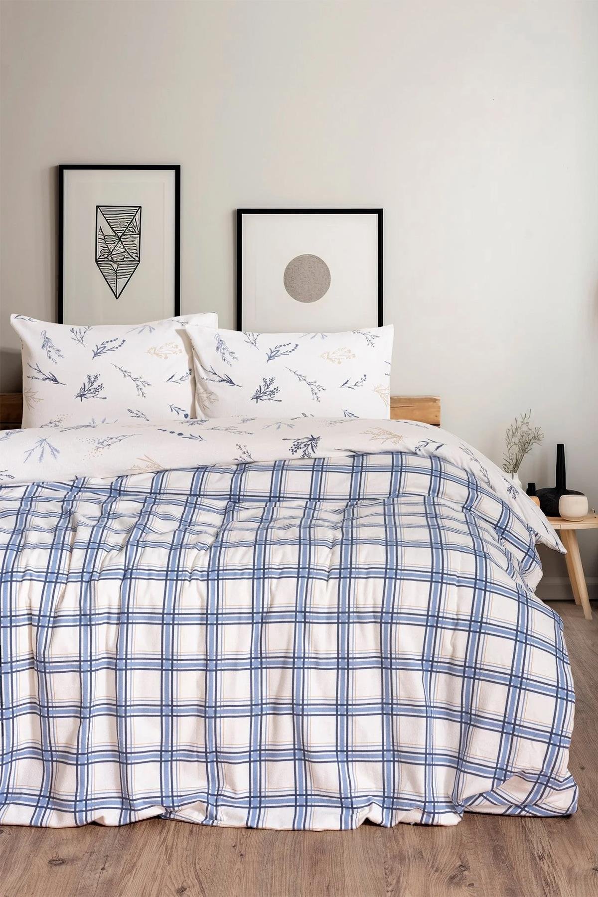 Cotton Box Flanel Nevresim Takımı Lavanid Çift Kişilik Mavi