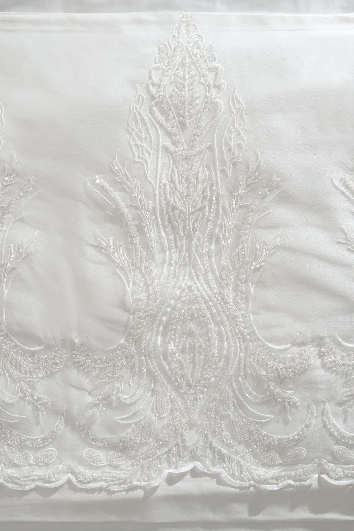 Dantela Mira Bella Gipürlü Pamuk Saten Gelin Seti Krem