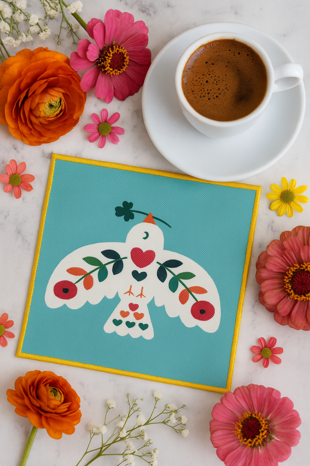 Evdek 2’li Dijital Baskılı Nakış Detaylı Kokteyl Peçete Ds2