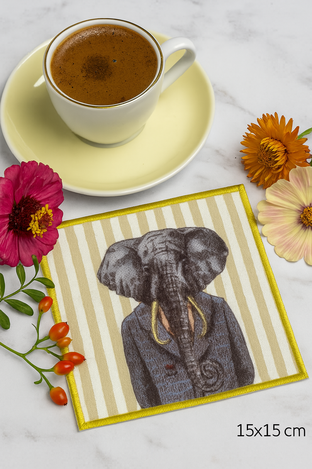 Evdek 2’li Dijital Baskılı Nakış Detaylı Kokteyl Peçete Ds17