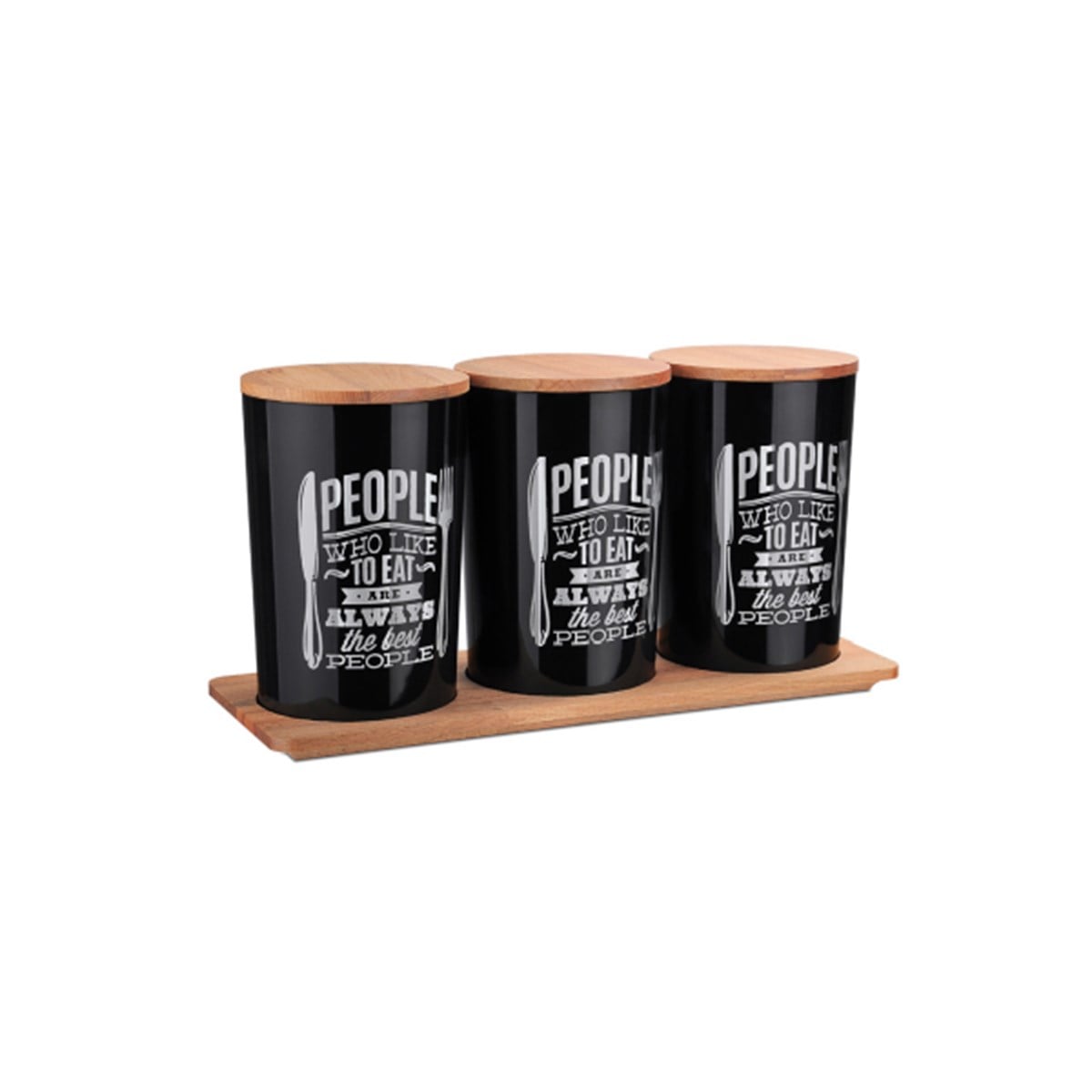 Evdek 3'lü Standlı Siyah Saklama Kabı Seti 32x16 Cm