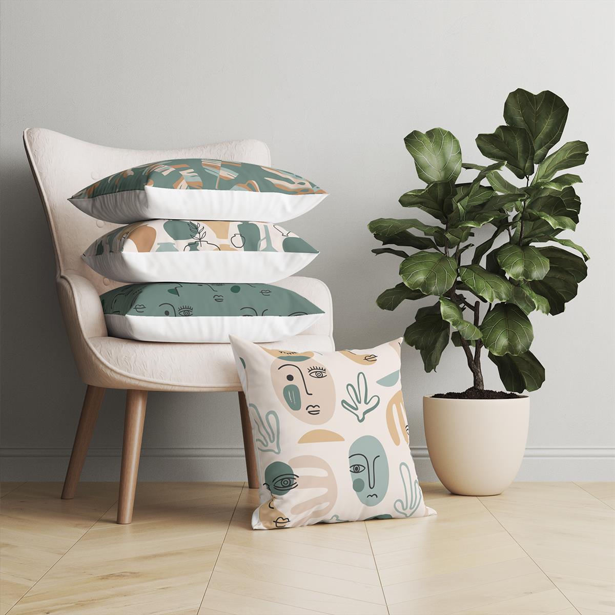 Evdek Abstract 4’lü Kırlent Kılıfı Ds10 45x45 Cm