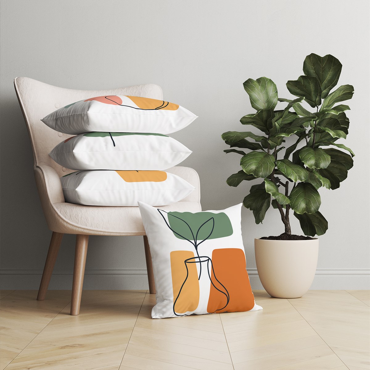 Evdek Abstract 4’lü Kırlent Kılıfı Ds50 45x45 Cm