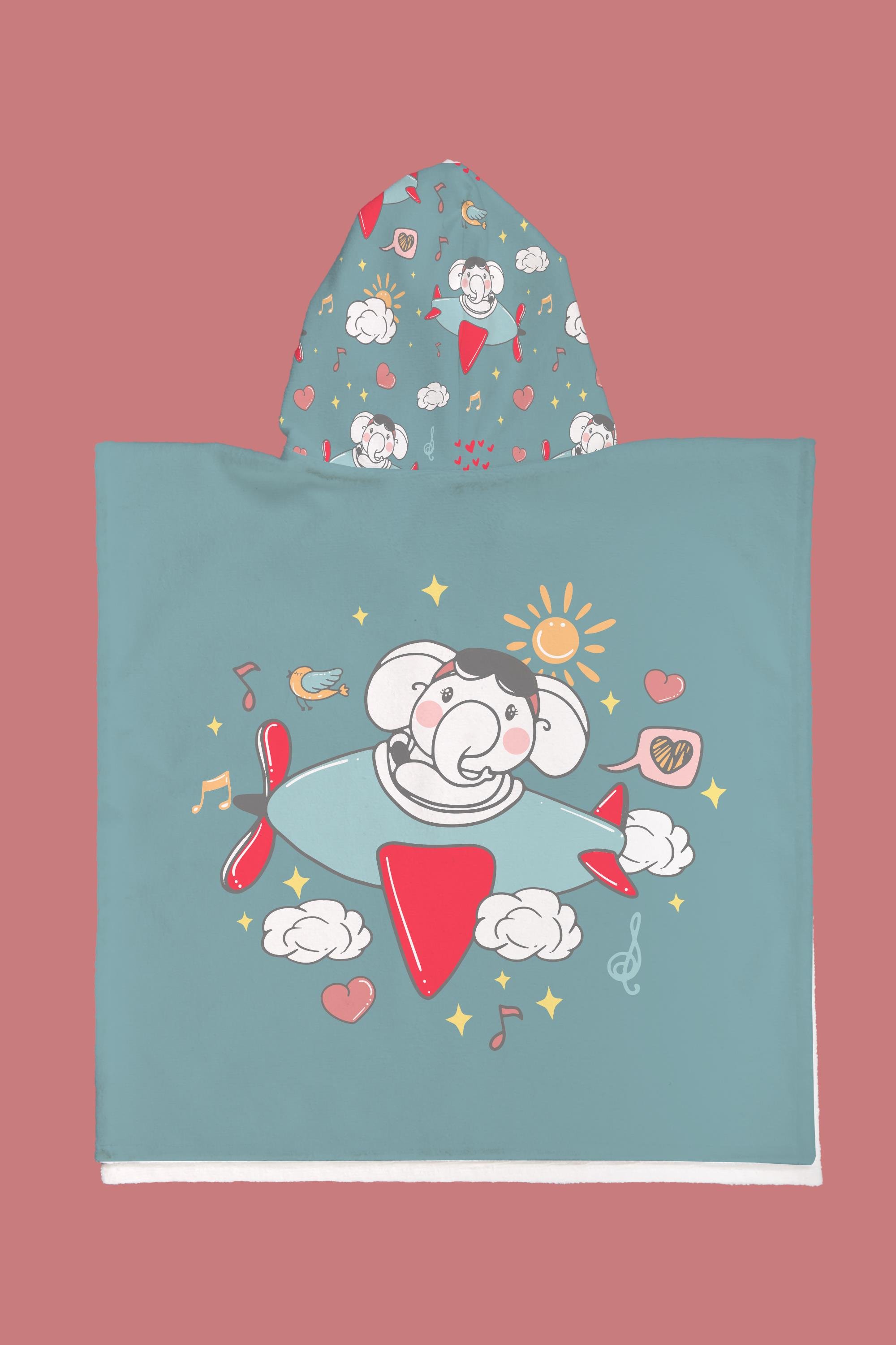 Evdek Air Elephant Çocuk Panço Plaj Havlusu