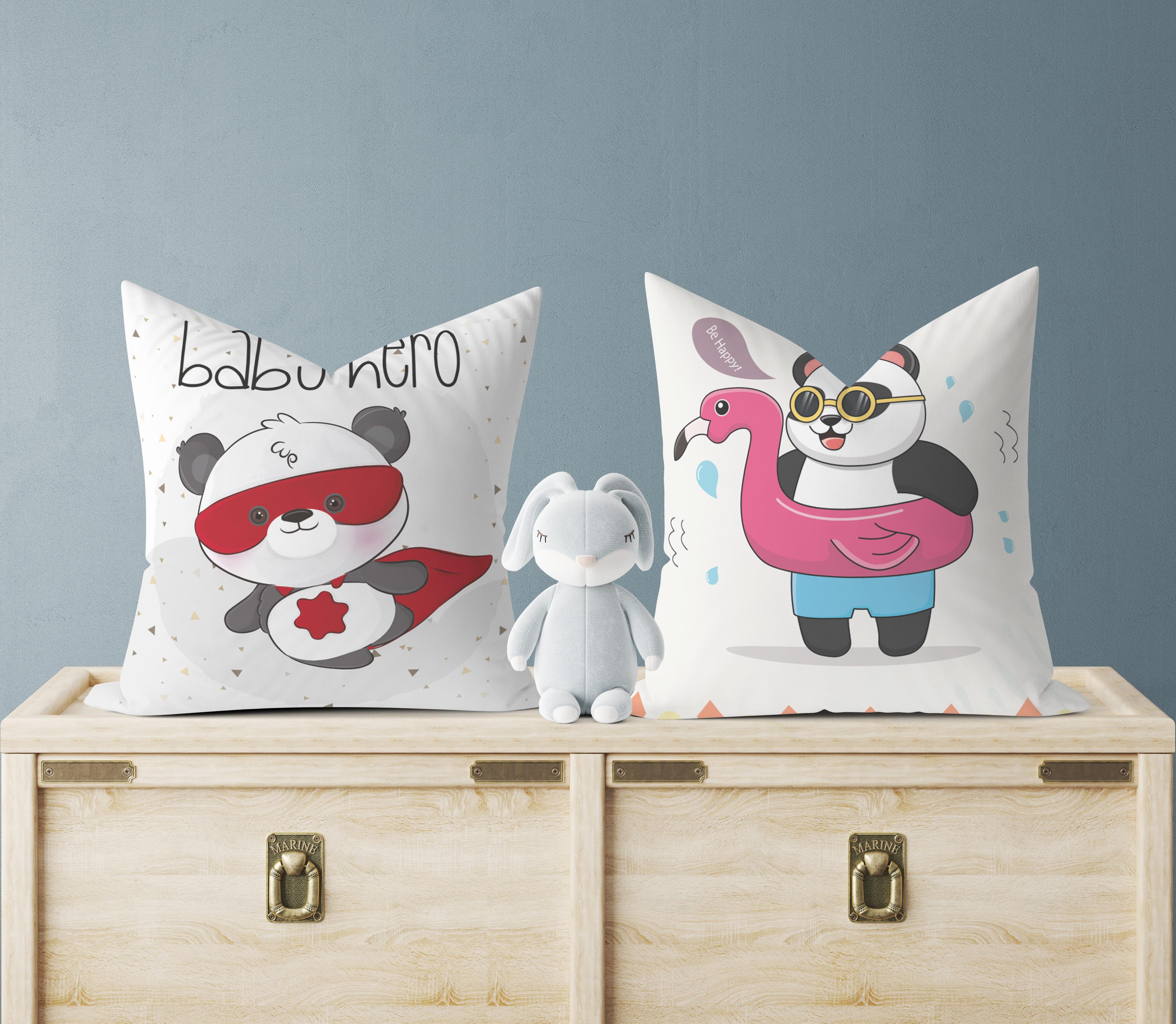 Evdek Bebek Çocuk Odası Yastıklı Kırlent Kılıf 2'li Ds11 30x30 Cm