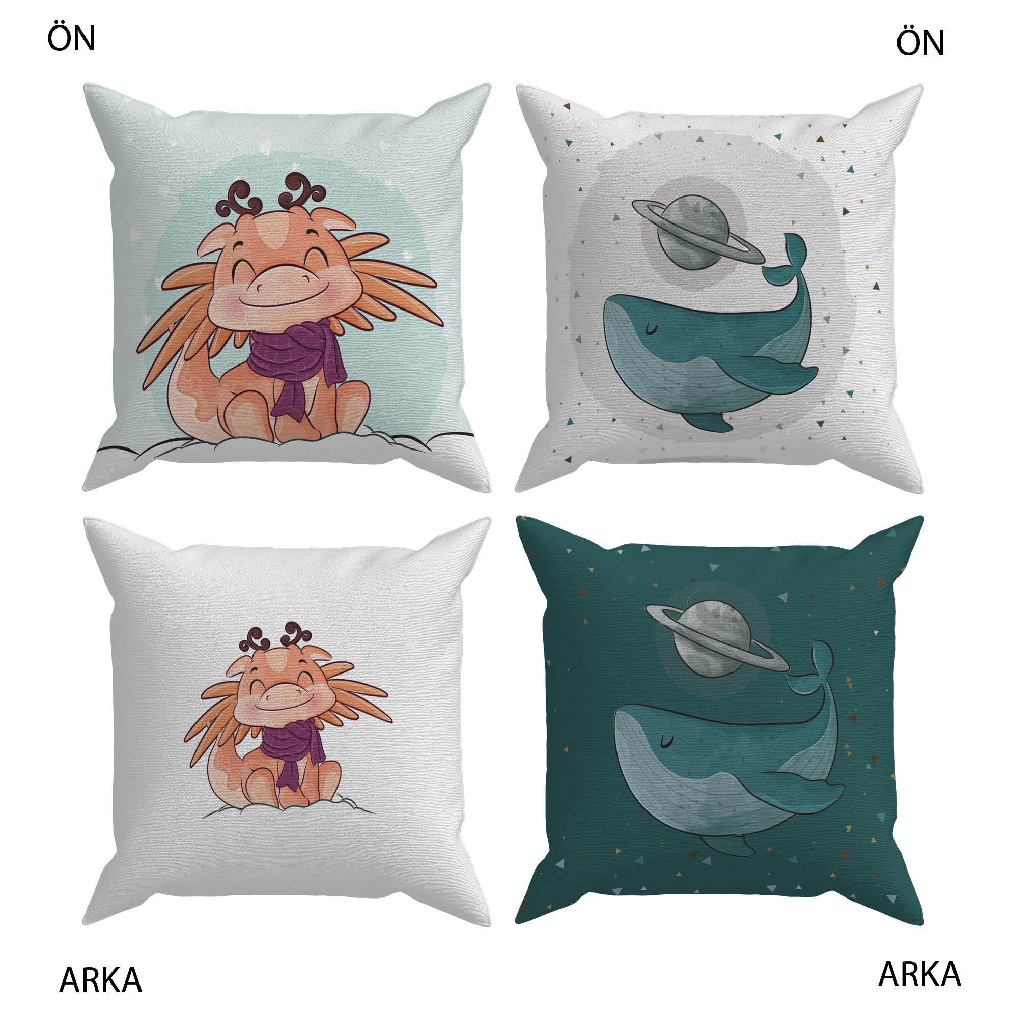 Evdek Bebek Çocuk Odası Yastıklı Kırlent Kılıf 2'li Ds15 30x30 Cm