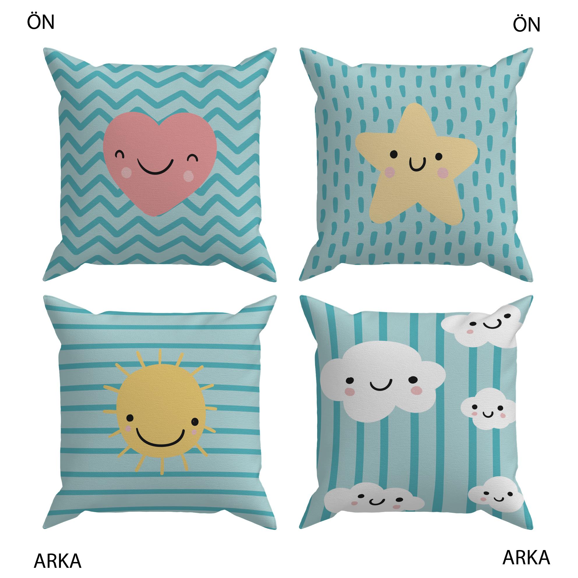 Evdek Bebek Çocuk Odası Yastıklı Kırlent Kılıf 2'li Ds90 30x30 Cm