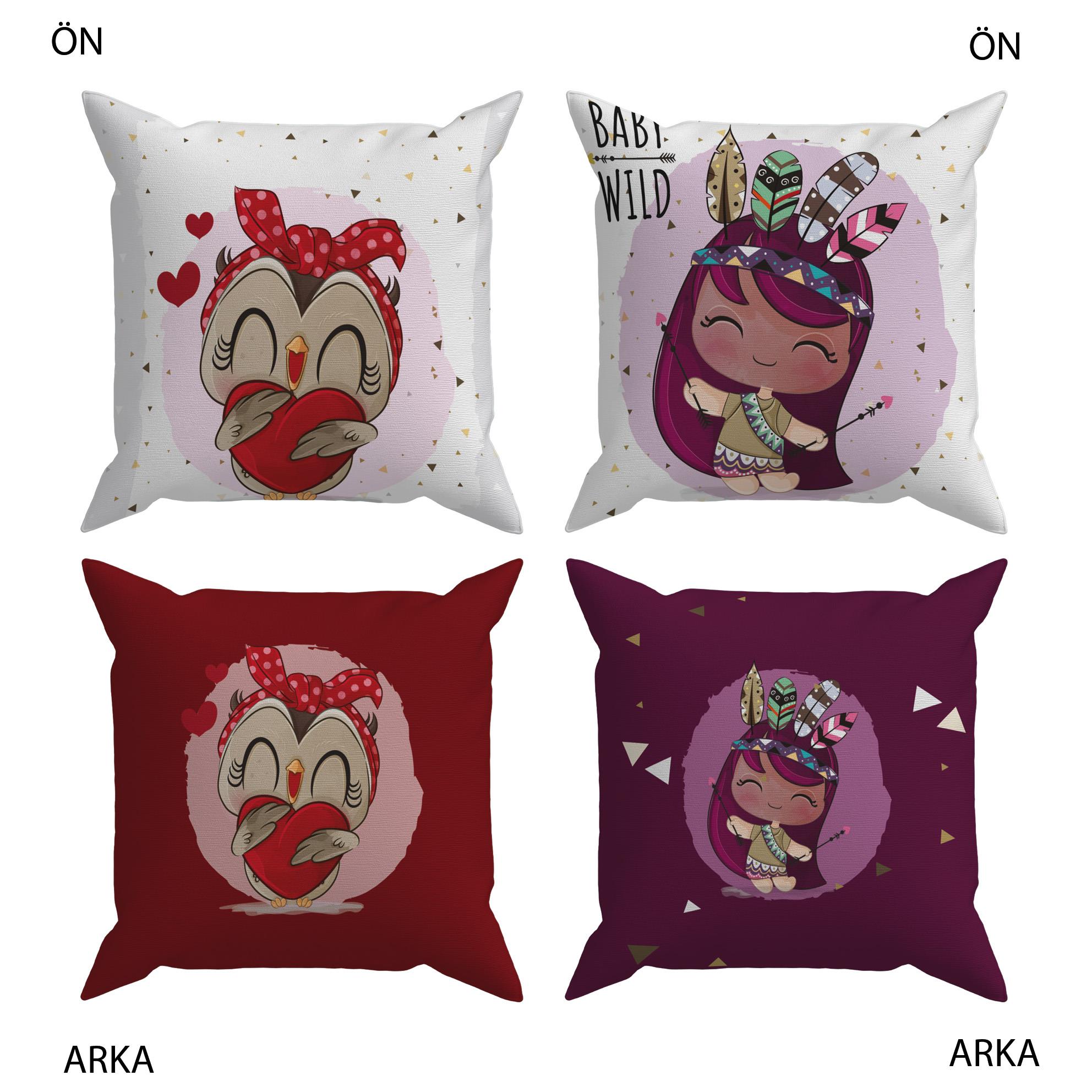 Evdek Bebek Çocuk Odası Yastıklı Kırlent Kılıf 2'li Ds25 30x30 Cm