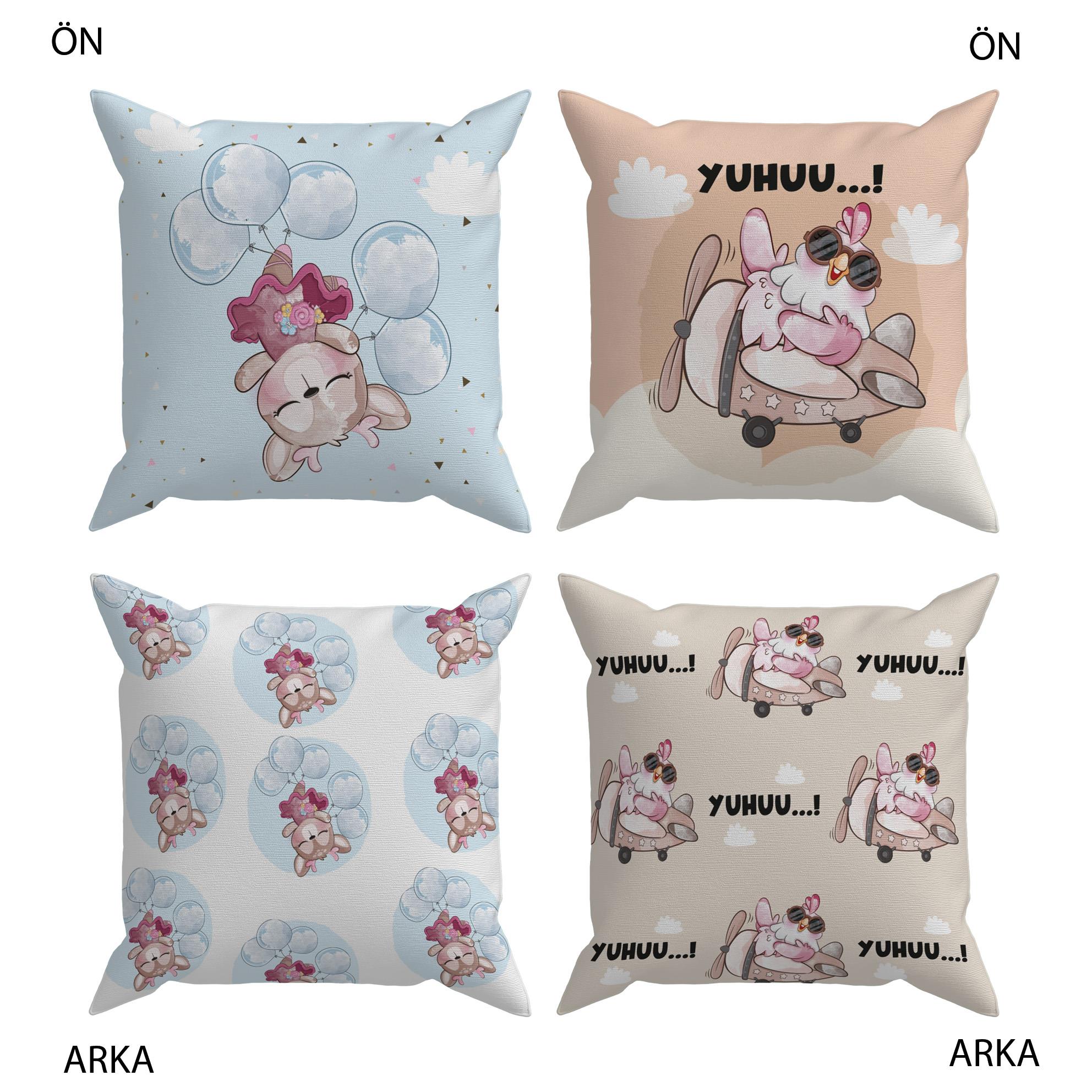 Evdek Bebek Çocuk Odası Yastıklı Kırlent Kılıf 2'li Ds4 30x30 Cm