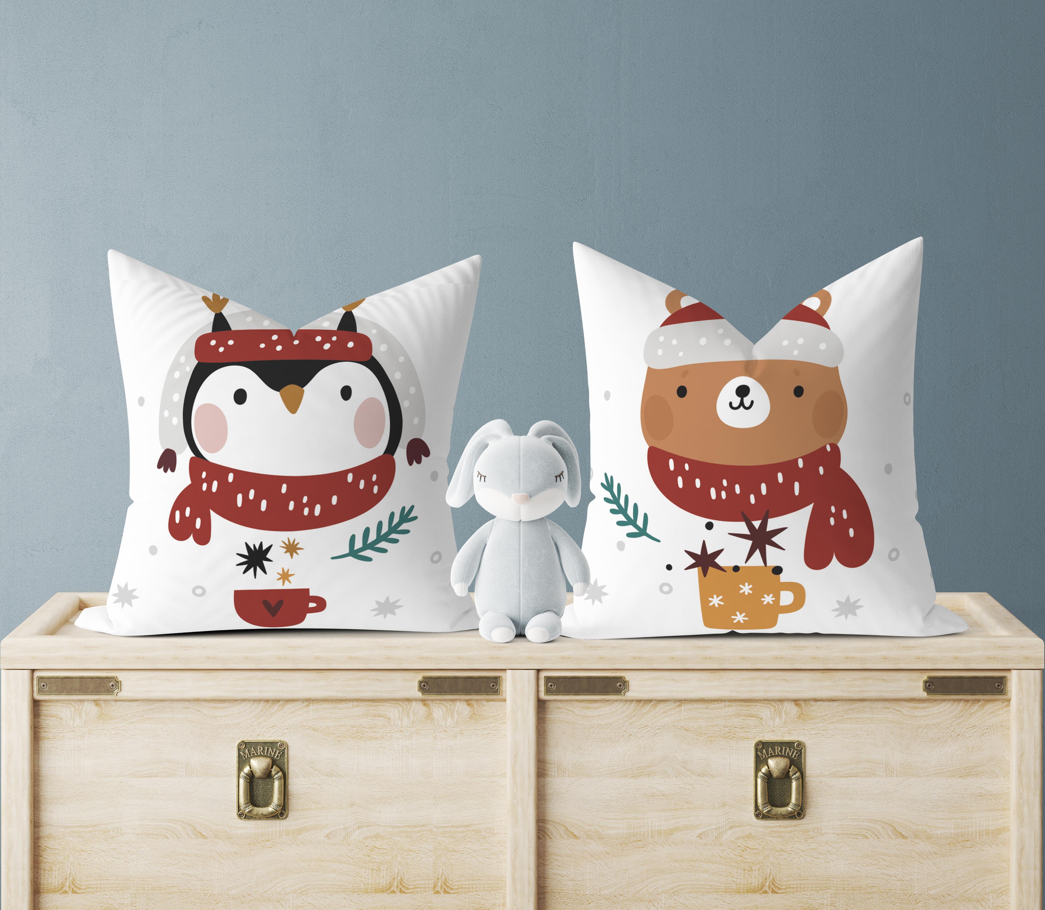Evdek Bebek Çocuk Odası Yastıklı Kırlent Kılıf 2'li Ds68 30x30 Cm