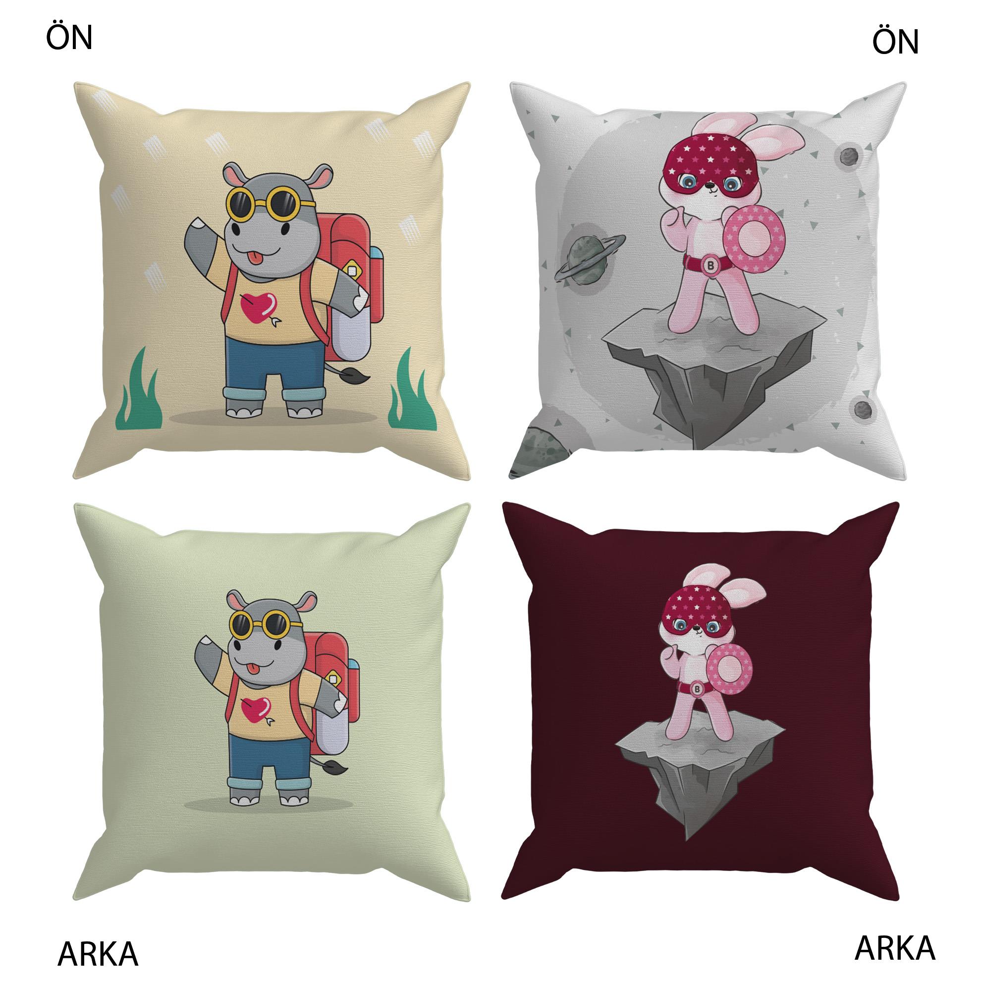 Evdek Bebek Çocuk Odası Yastıklı Kırlent Kılıf 2'li Ds21 30x30 Cm
