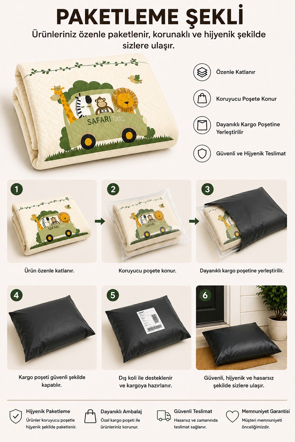 Evdek Bebek ve Çocuk Odası Jungle Ride – Orman Safari Tek Kişilik Pike Takımı 160X230 Cm 6ETD15 - 7063406