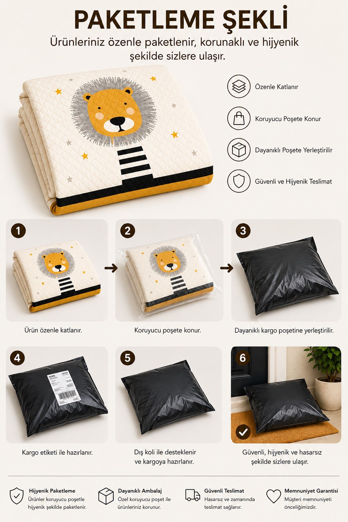 Evdek Bebek ve Çocuk Odası Little Lion – Minik Aslan Tek Kişilik Pike Takımı 160X230 Cm 6ETD8 - 7063338
