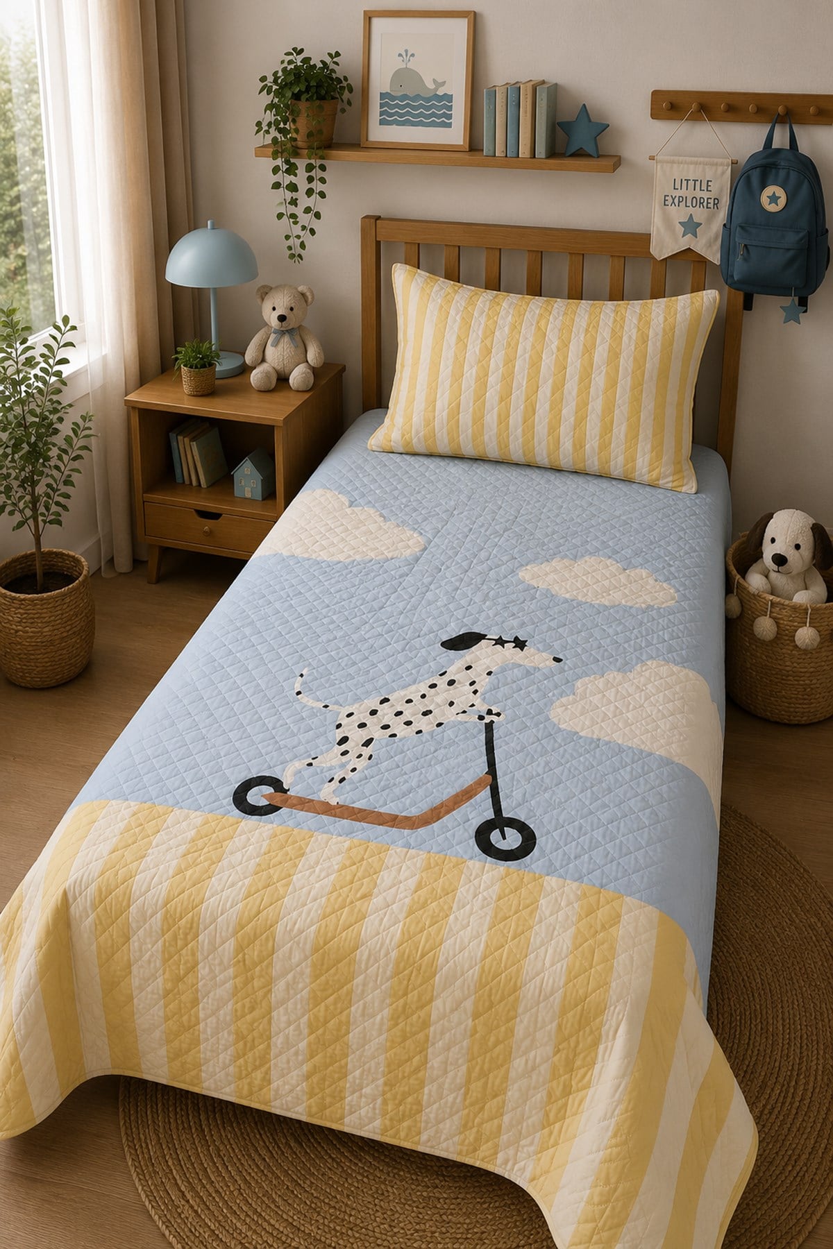 Evdek Bebek ve Çocuk Odası Sky Ride Pup - Gökyüzü Yavrusu Tek Kişilik Pike Takımı 160x230 Cm 6EAD6 - 7064649