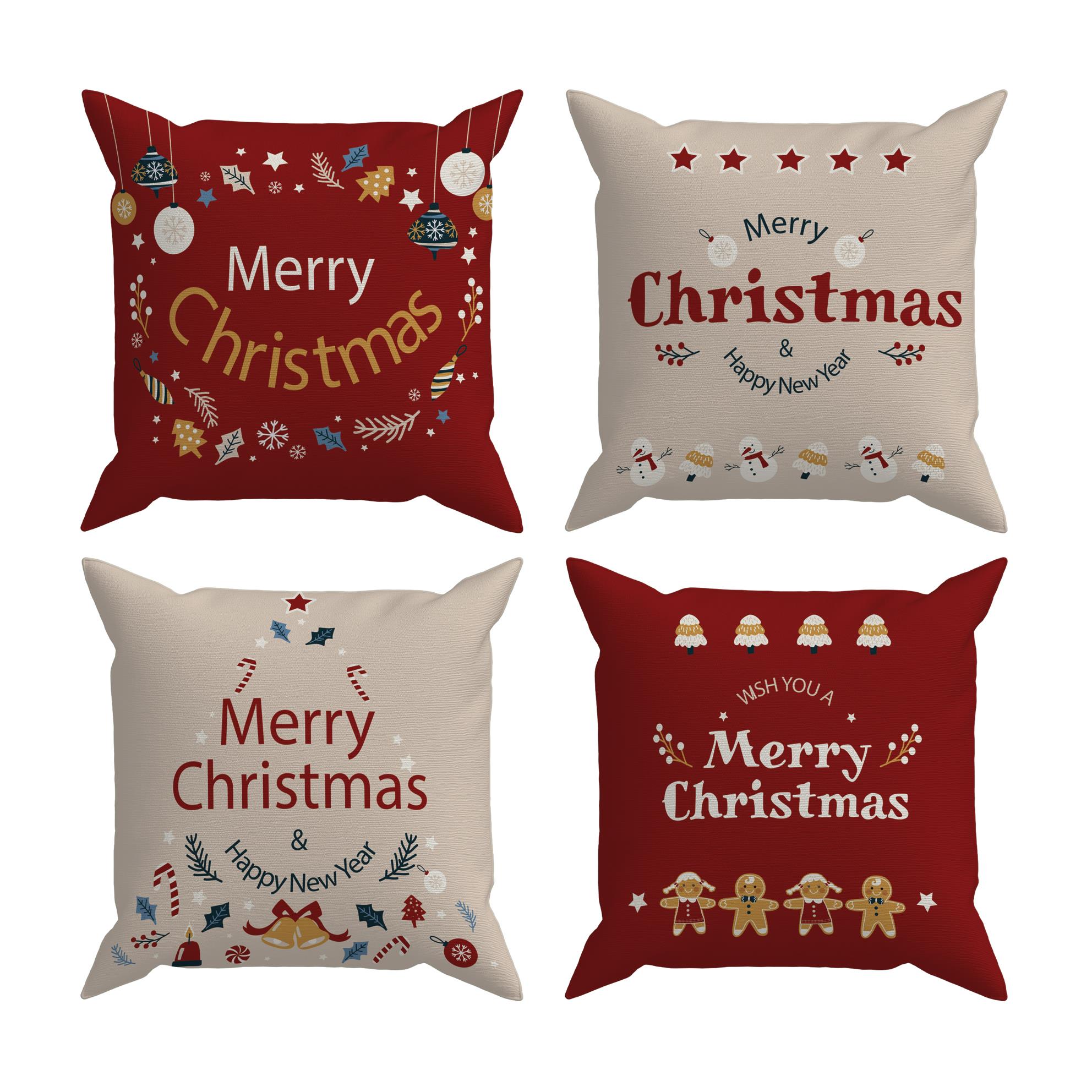 Evdek Christmas 4'lü Kırlent Kılıf Ds27