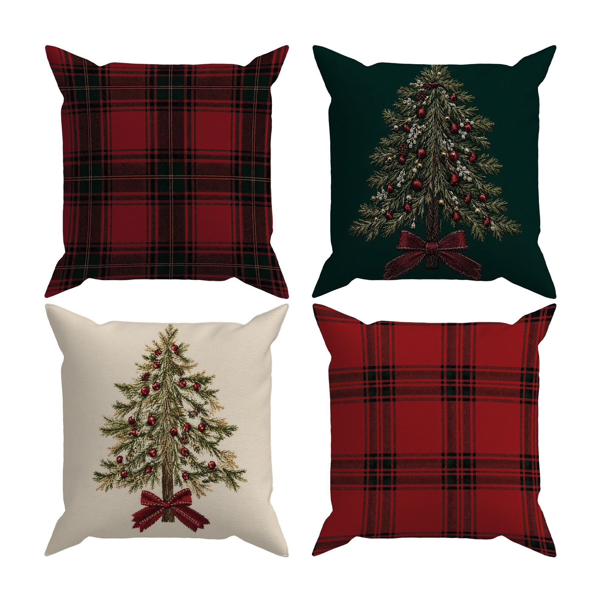 Evdek Christmas Çift Tarafı Baskılı 4’lü Kırlent Kılıfı 6ECHD1 - 7065837