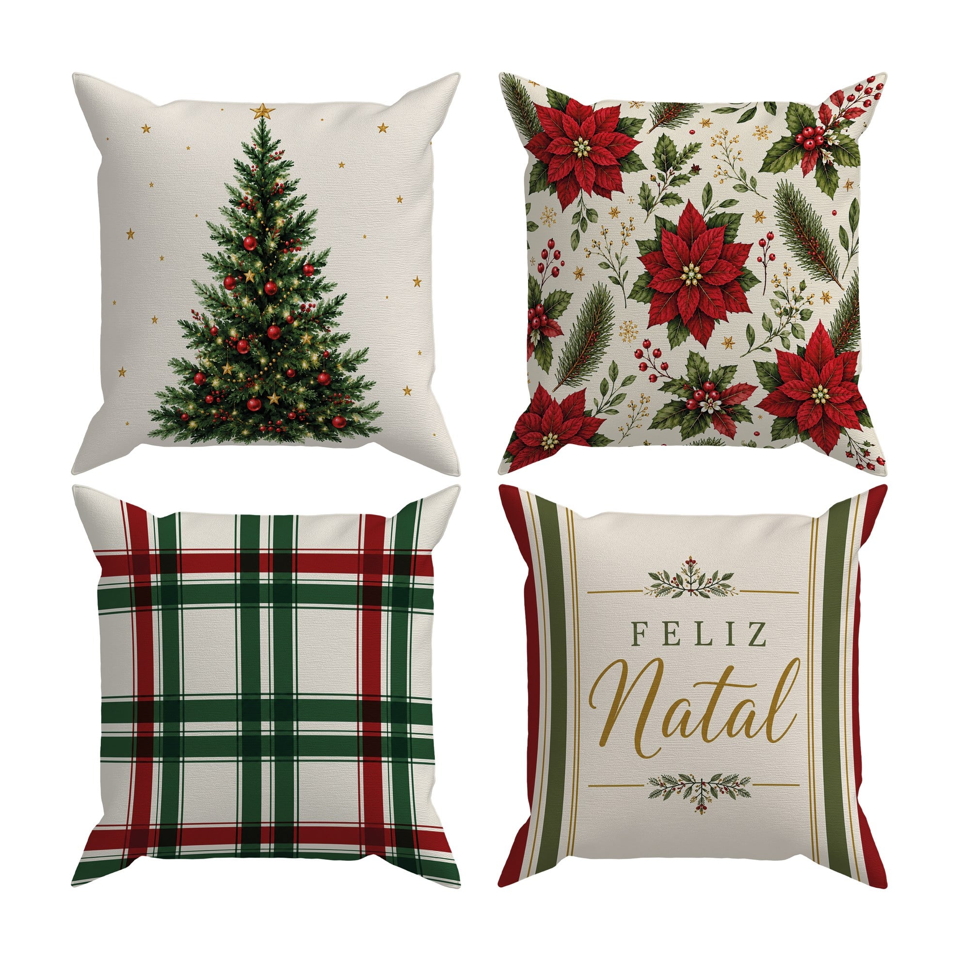 Evdek Christmas Çift Tarafı Baskılı 4’lü Kırlent Kılıfı 6ECHD3 - 7065851