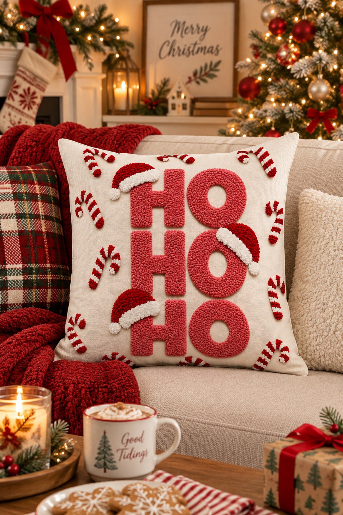 Evdek Christmas Çift Tarafı Baskılı Kırlent Kılıfı 6ECHD6 - 7065431