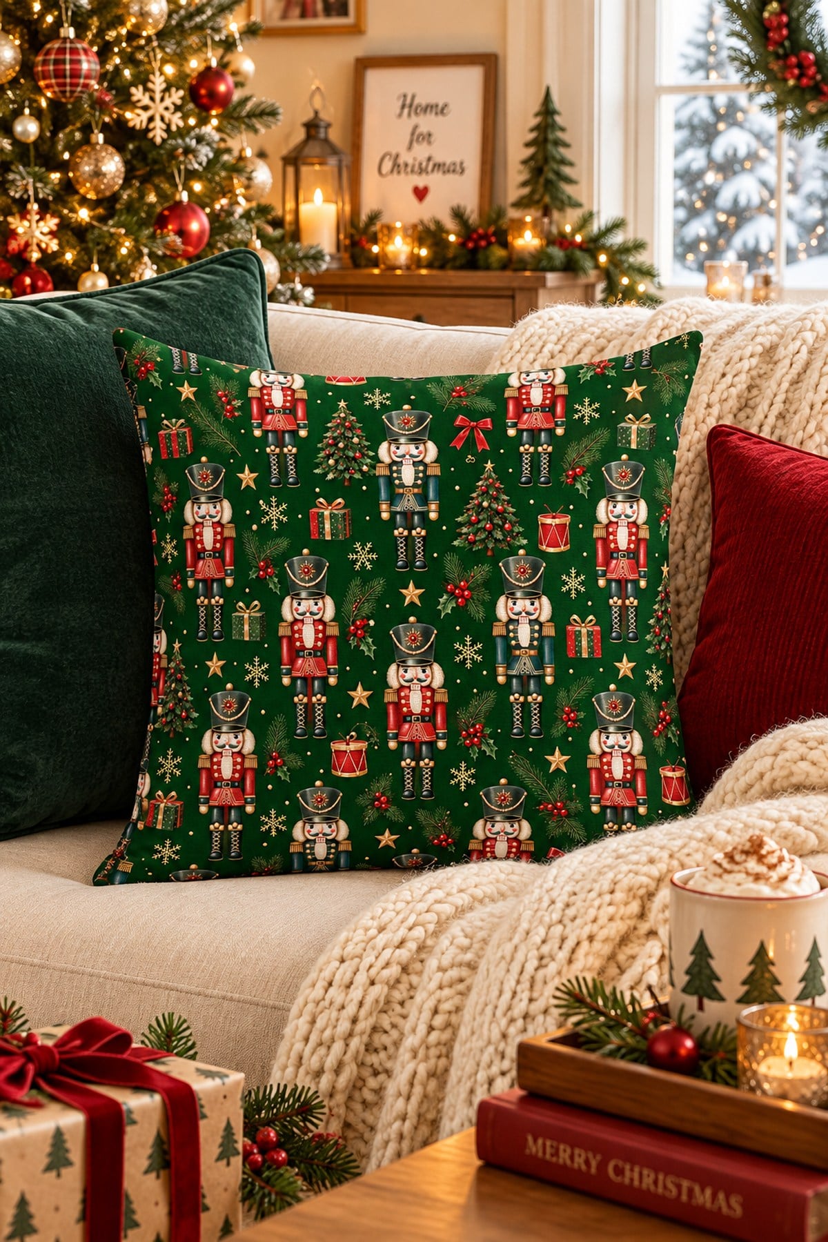 Evdek Christmas Çift Tarafı Baskılı Kırlent Kılıfı 6ECHD35 - 7066070