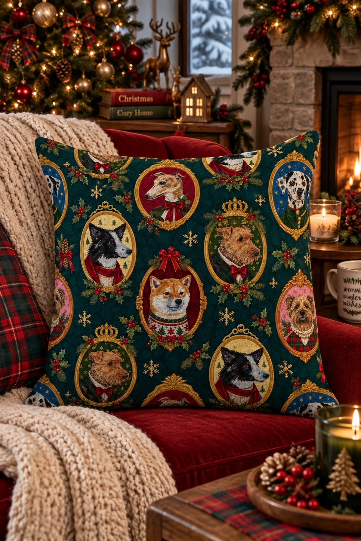 Evdek Christmas Çift Tarafı Baskılı Kırlent Kılıfı 6ECHD32 - 7066049