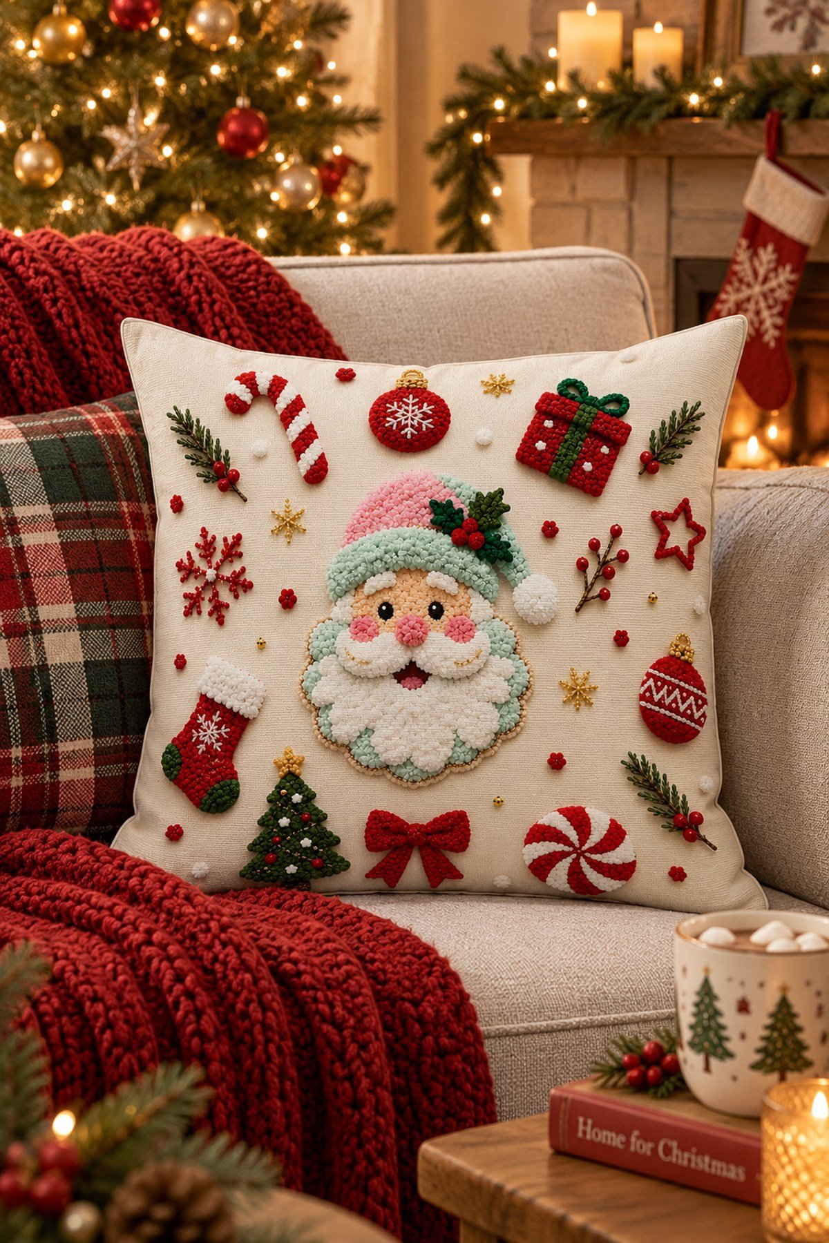Evdek Christmas Çift Tarafı Baskılı Kırlent Kılıfı 6ECHD8 - 7065455