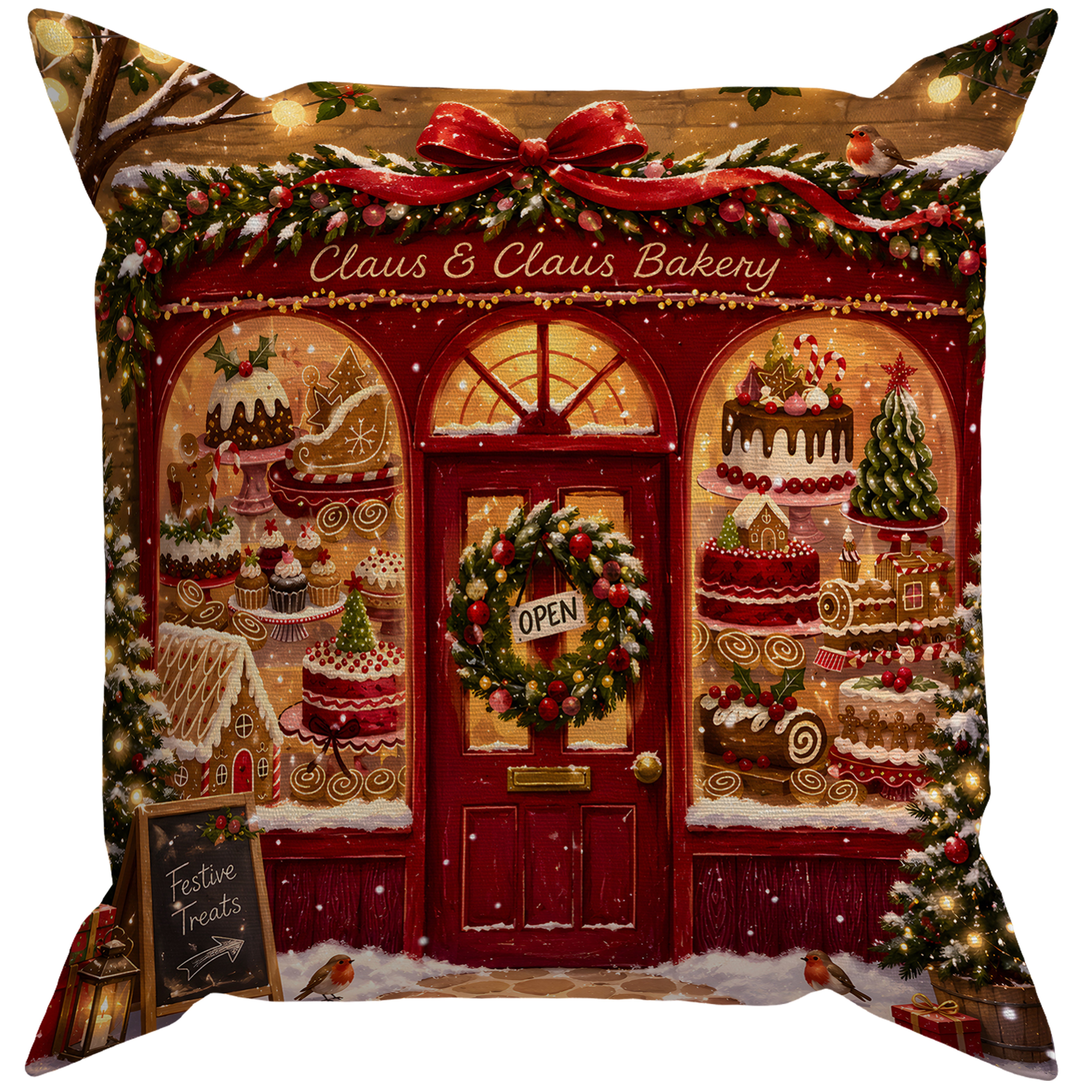 Evdek Christmas Çift Tarafı Baskılı Kırlent Kılıfı 6ECHD12 - 7065493